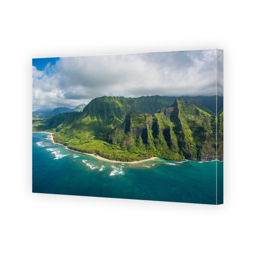 Aerial of the Napali coast, Kauai, Hawaii, United States of America, Pacific
