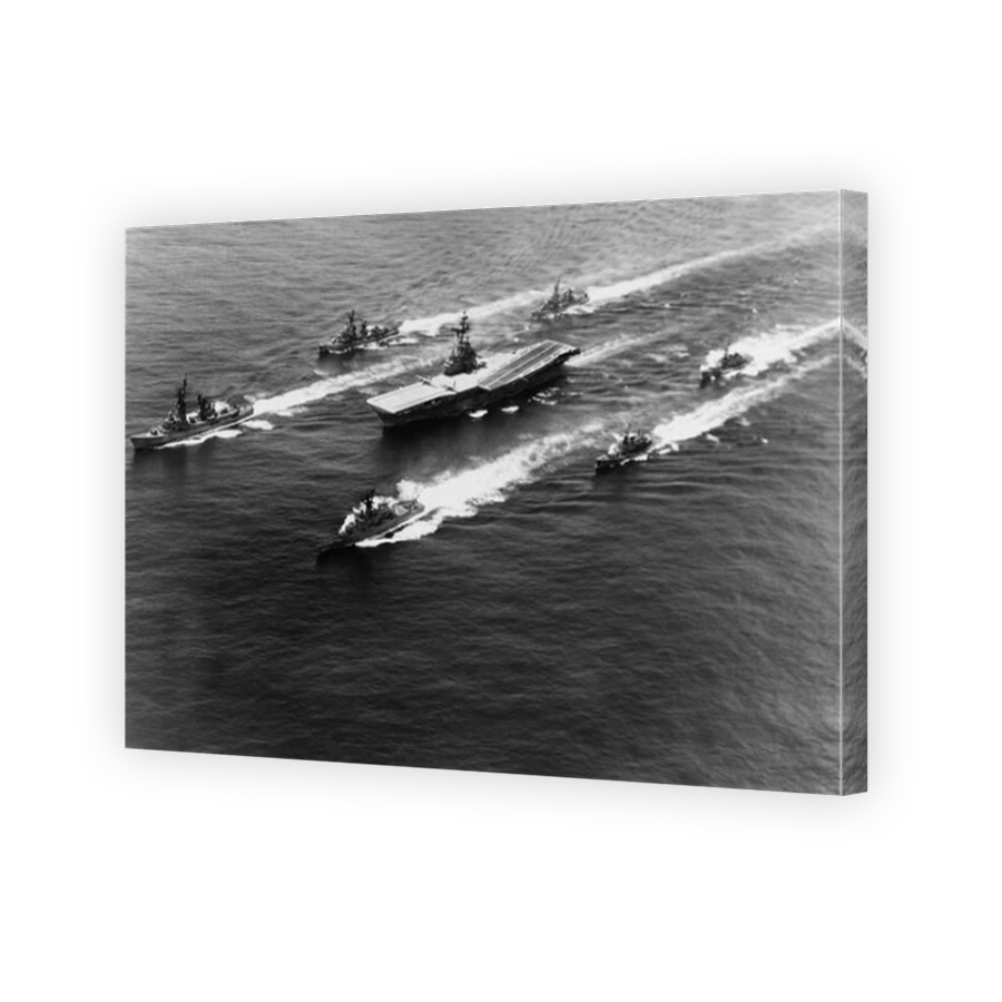 USS Yorktown surrounded by her escorts while en route to the United States, 1967.