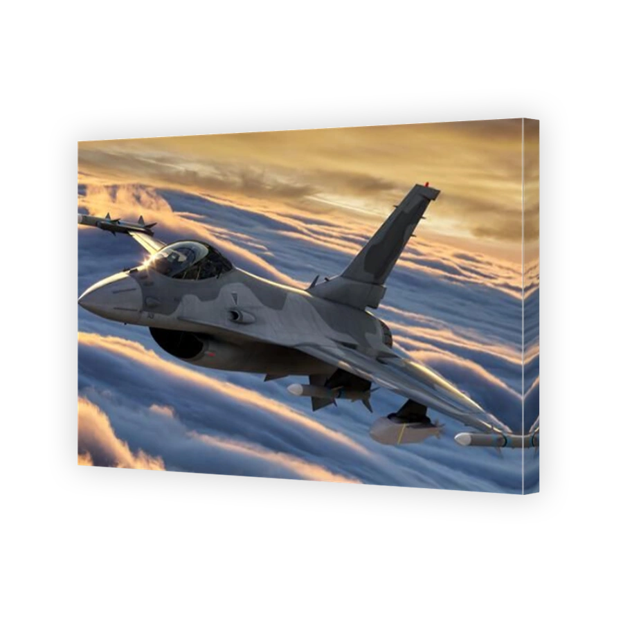 General Dynamics F-16 Fighting Falcon in a dynamic flight