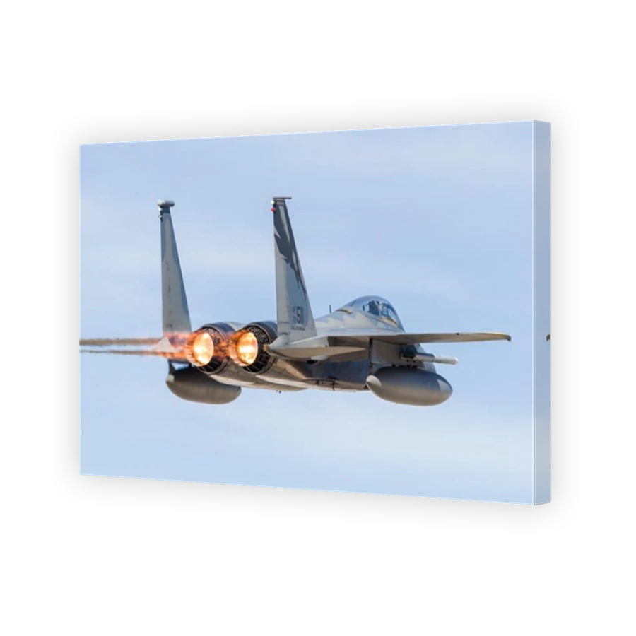A U.S. Air Force F-15C Eagle taking off from Nellis Air Force Base, Nevada.