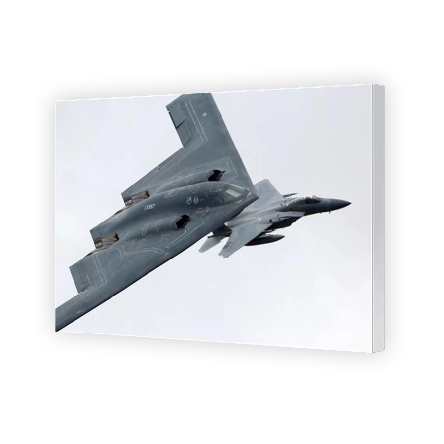 B-2A Spirit and F-15C Eagle of the United States Air Force.