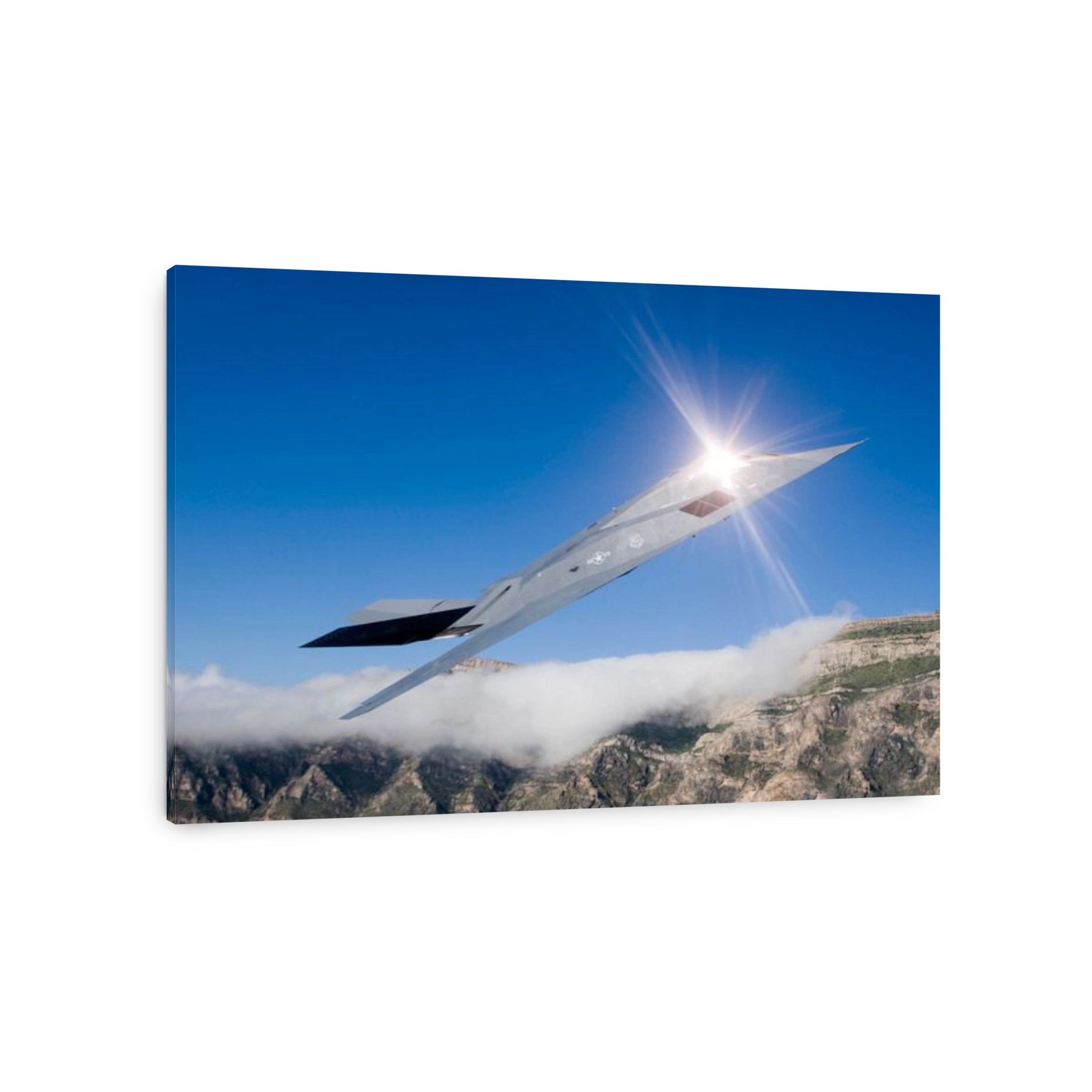 An F-117 Nighthawk flies a training sortie over New Mexico.