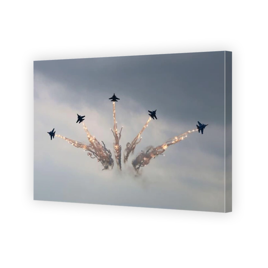Sukhoi Su-30SM jet fighters of the Russian Knights aerobatics team.