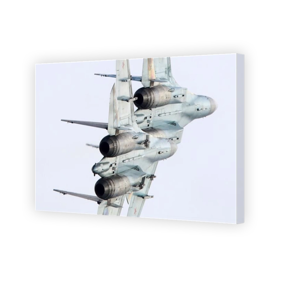 Sukhoi Su-35S jet fighters of the Russian Air Force.