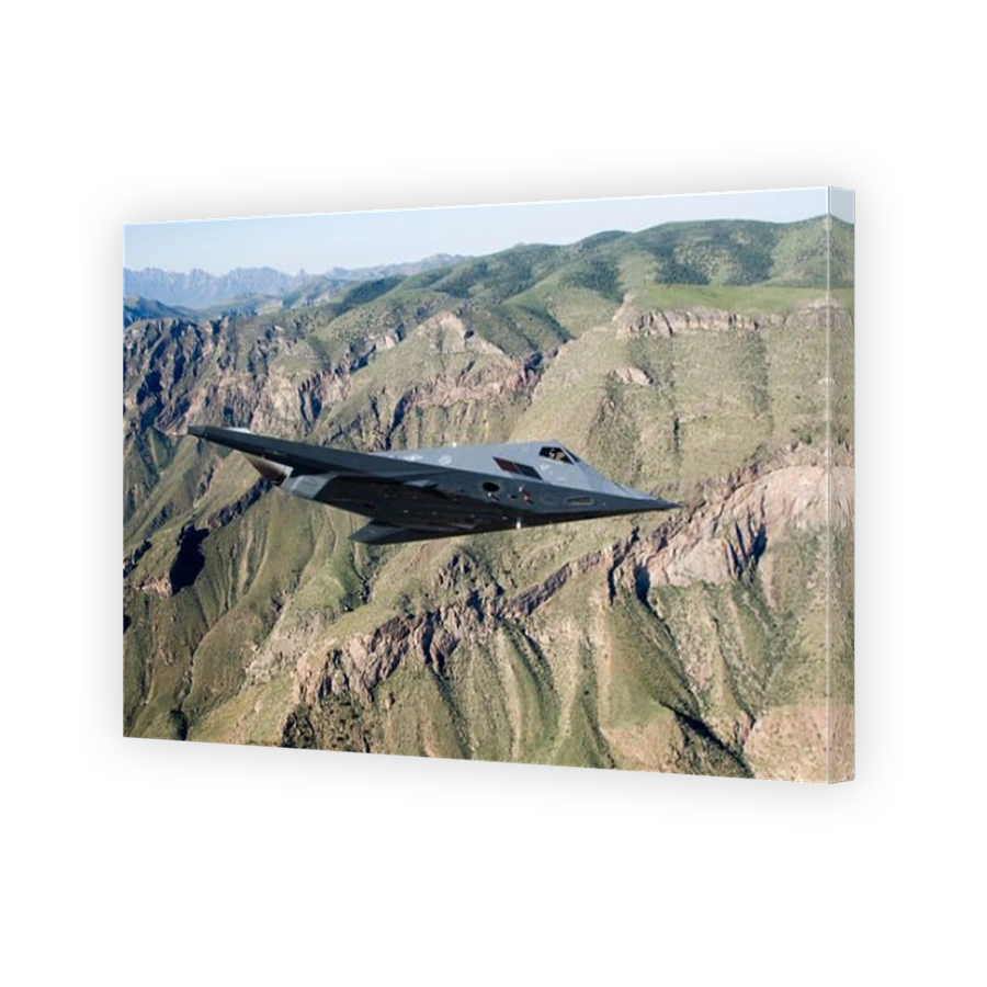 An F-117 Nighthawk flies a training sortie over New Mexico.