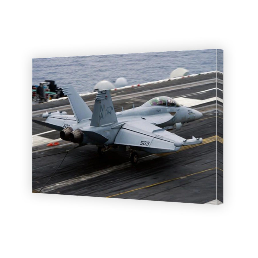 Pacific Ocean, January 24, 2014 - An EA-18G Growler lands on the flight deck of the aircraft carrier USS Carl Vinson (CVN 70).