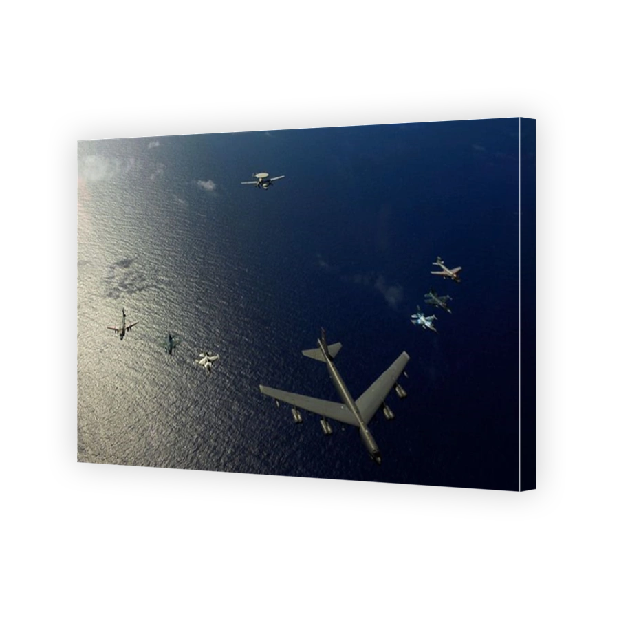 Air Superiority - A U.S. Air Force B-52 Stratofortress aircraft leads a formation of aircraft.