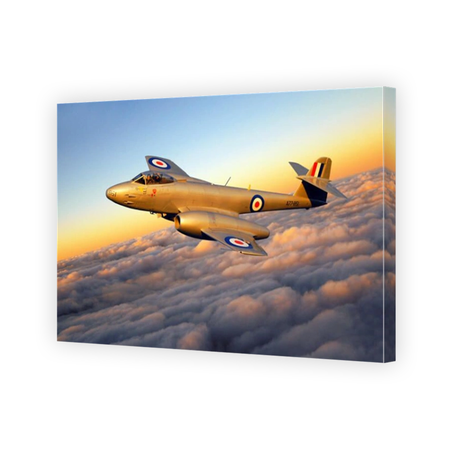 A Gloster Meteor F.8 Korean war veteran jet in flight over Temora, NSW.