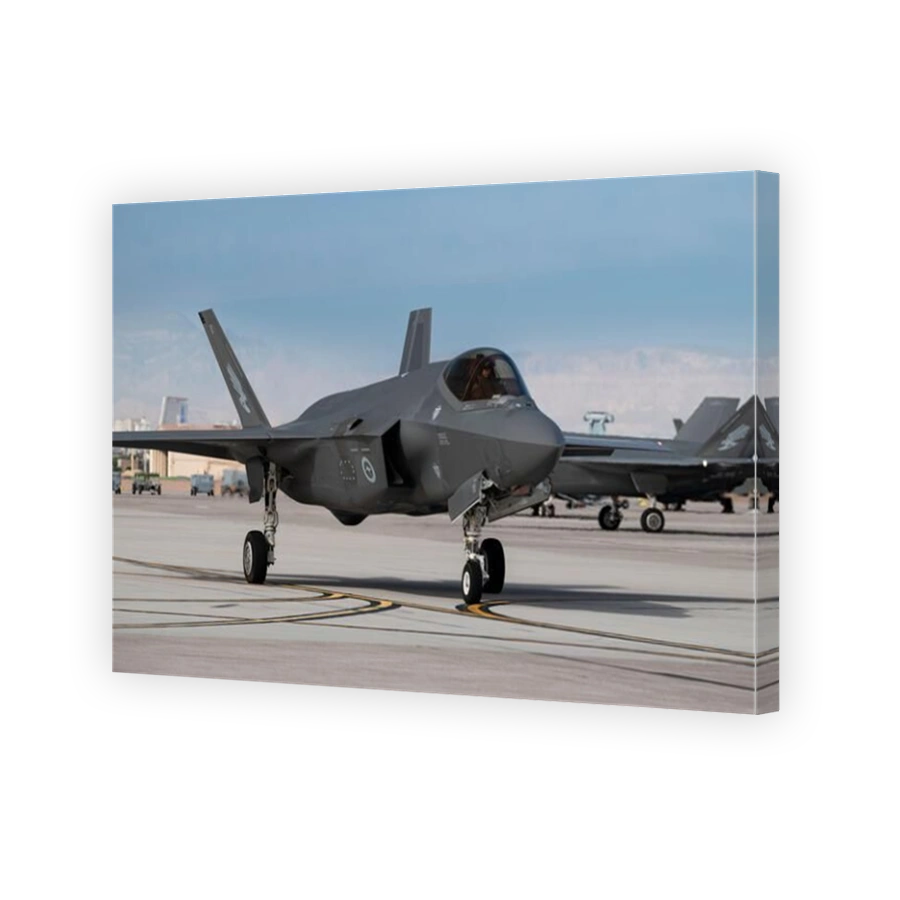A Royal Australian Air Force F-35A taxis for takeoff at Nellis Air Force Base, Nevada