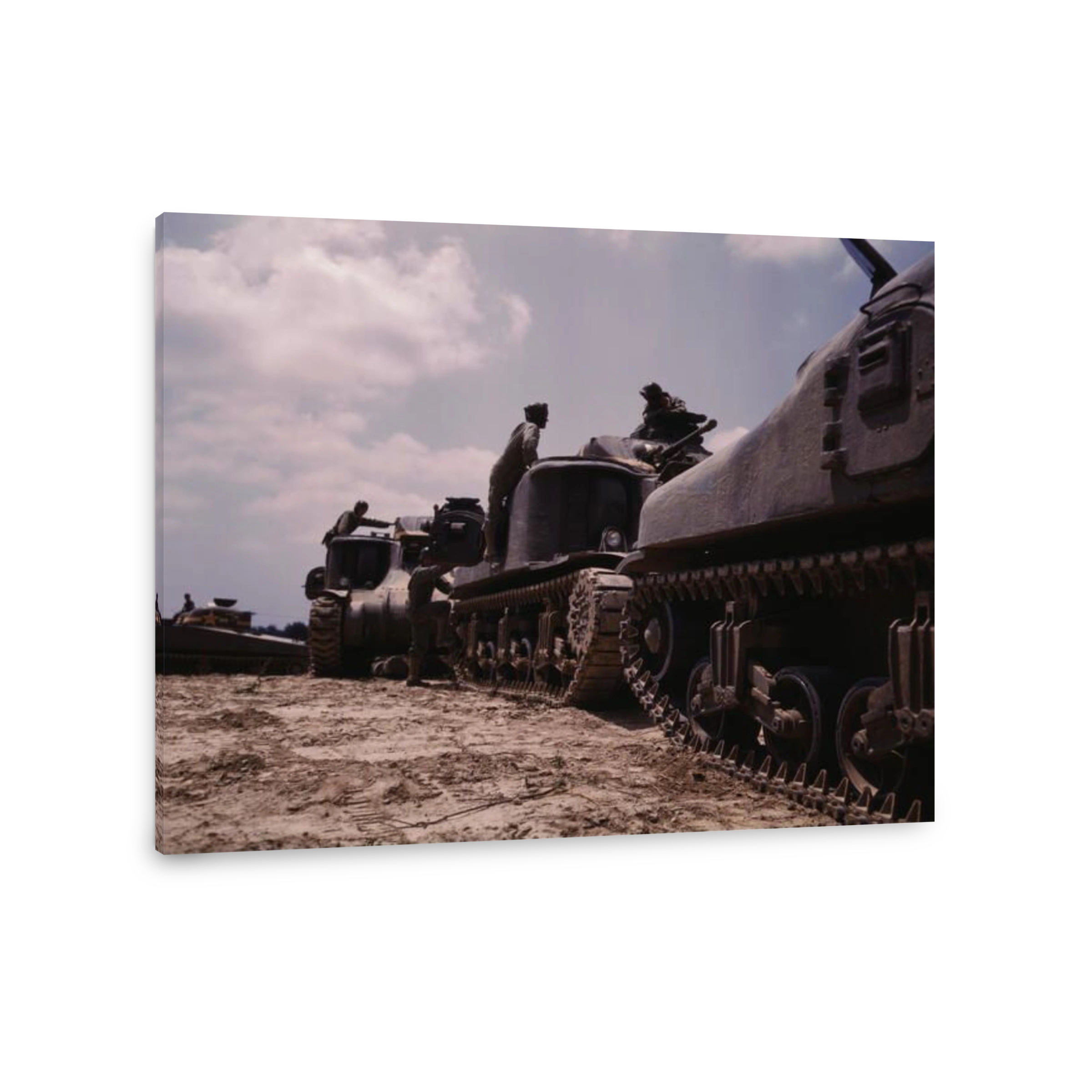 M3 and M4 tank company at bivouac in Fort Knox, Kentucky, 1942.