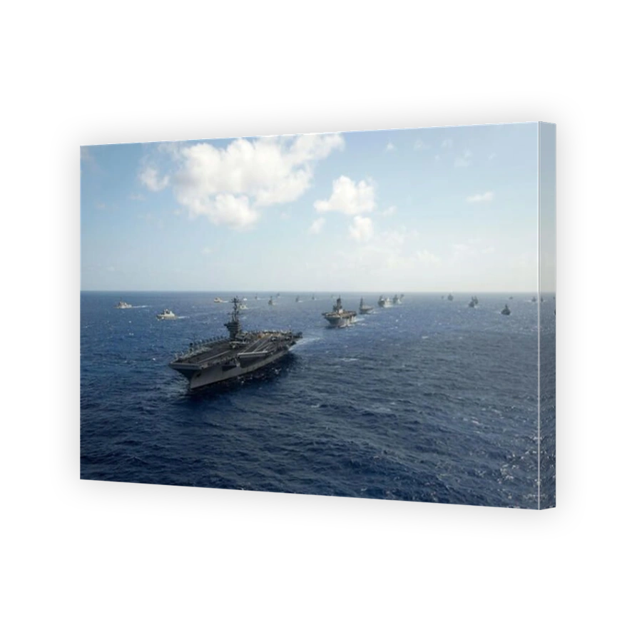 Forty ships and submarines steam in close formation during RIMPAC.