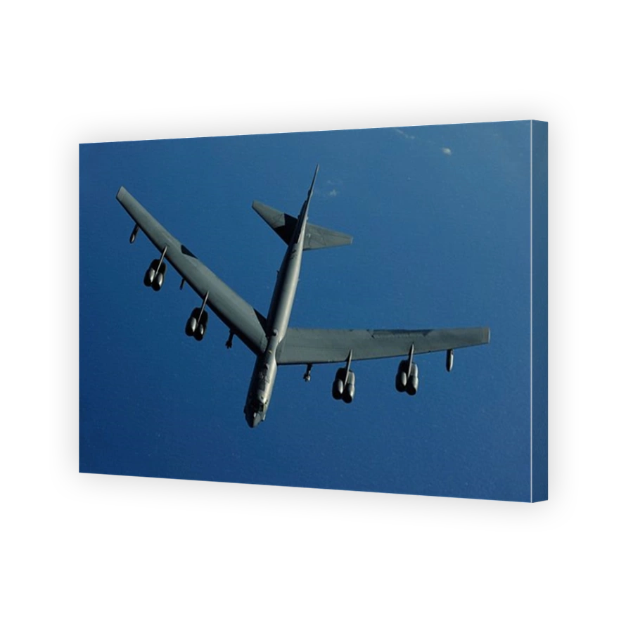 A U.S. Air Force B-52 Stratofortress flies a mission over the Pacific Ocean.