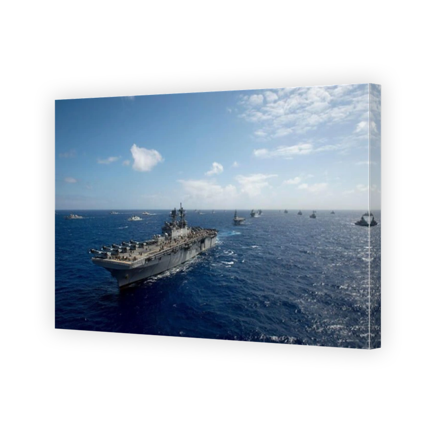 USS America leads a fleet of Navy ships during Rim of the Pacific 2016.