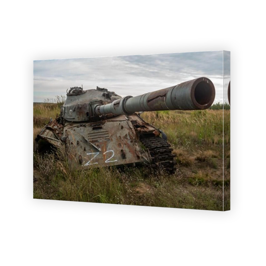 Old, destroyed tanks used as targets
