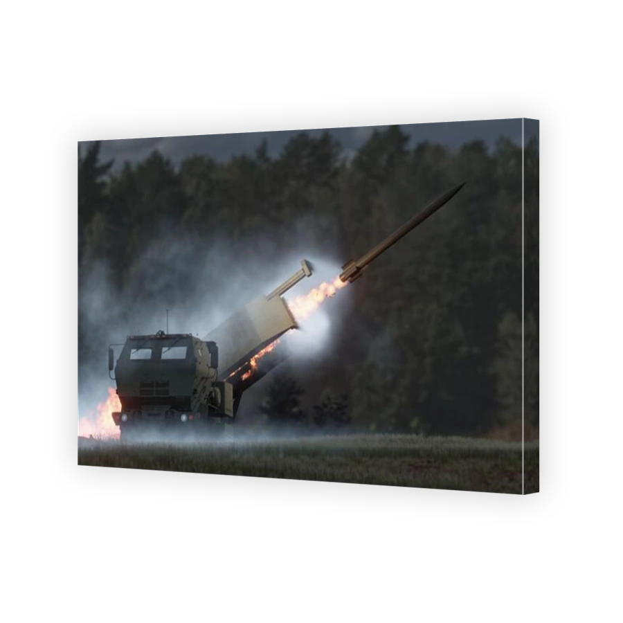 High Mobility Rocket Artillery System during firing