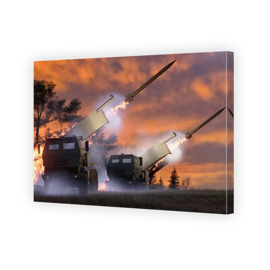 High Mobility Rocket Artillery System during firing