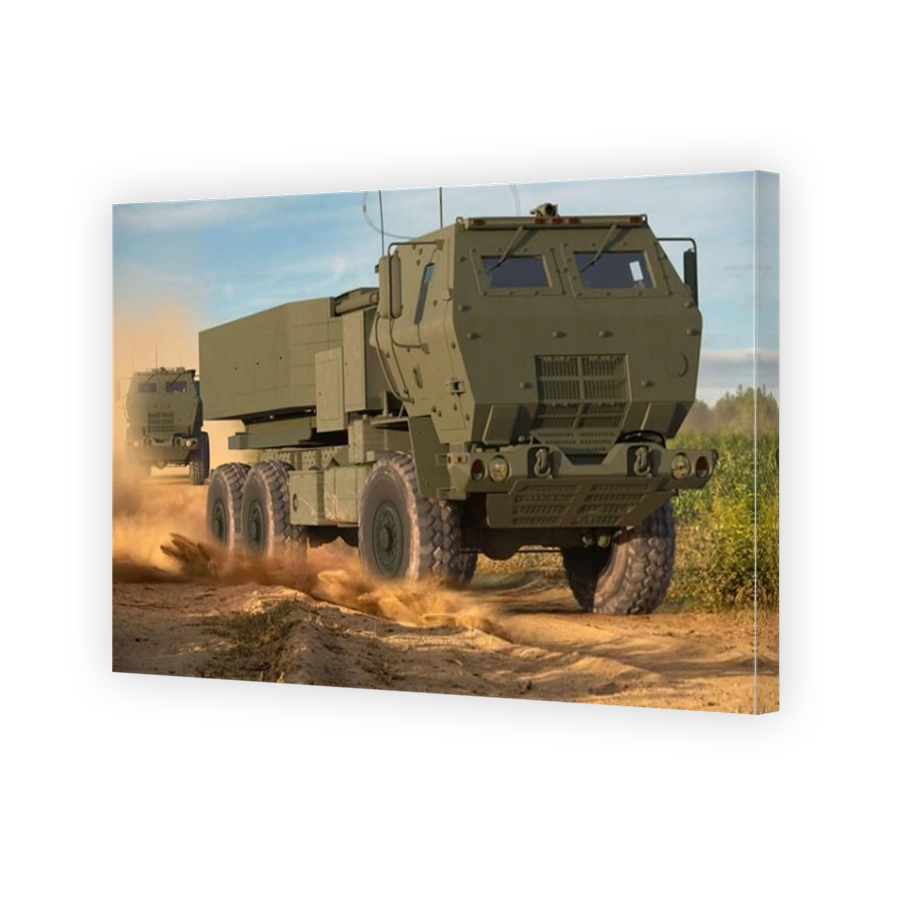 Mobile rocket artillery system during training exercises
