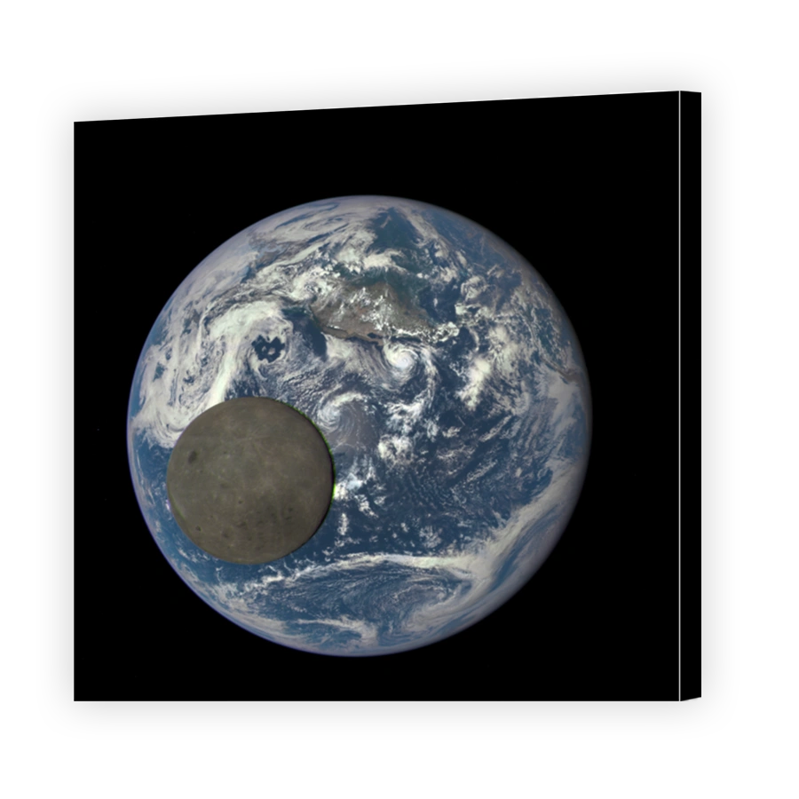 Earth and Moon in Space Photograph