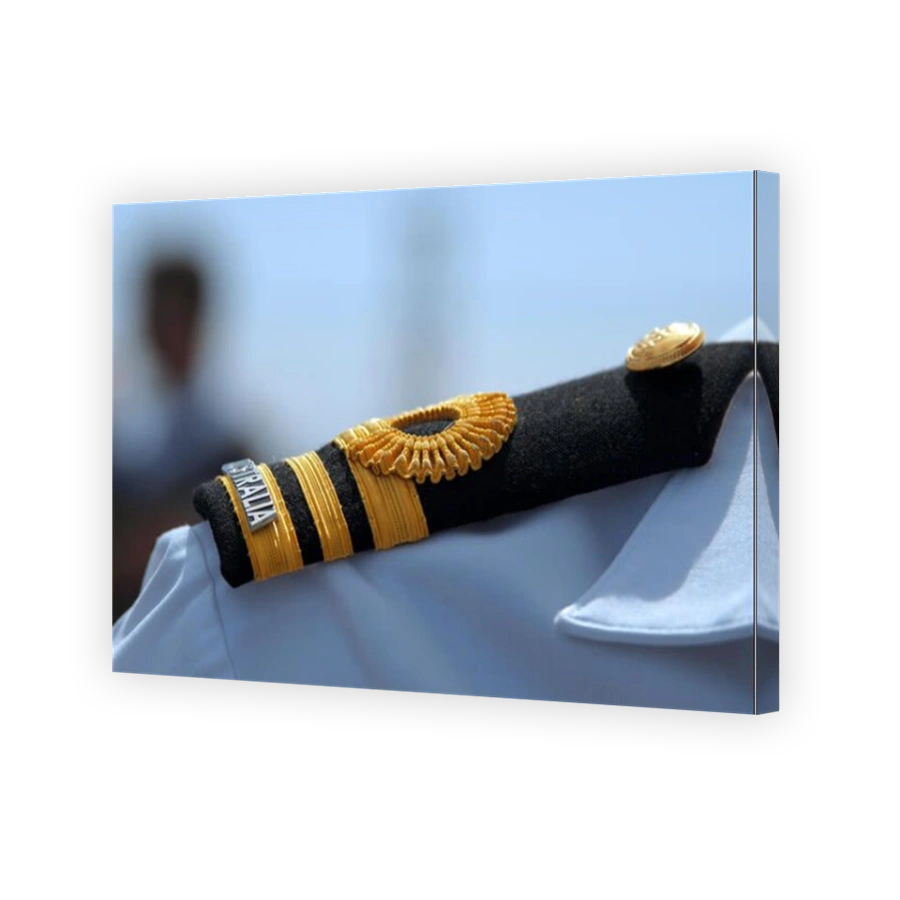 Rear view of Australian navy shoulder epaulet on officer