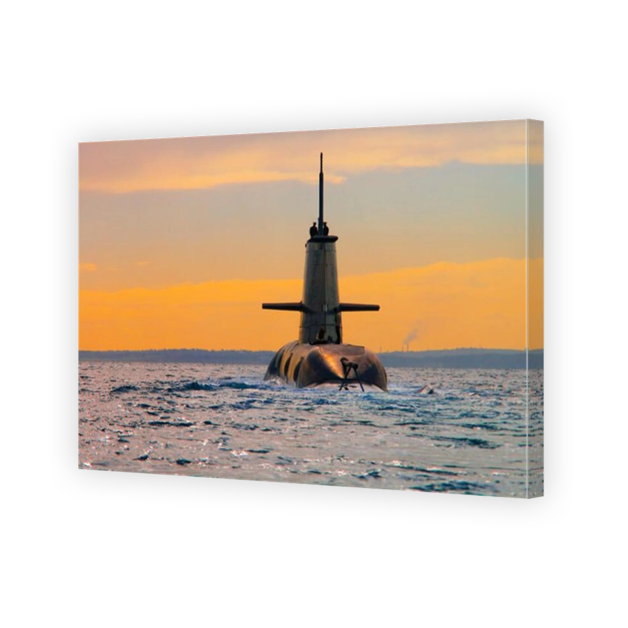 Rear view of an Australian Navy Collins Class submarine, HMAS Rankin as it leaves for the open sea on a 6 month deployment.