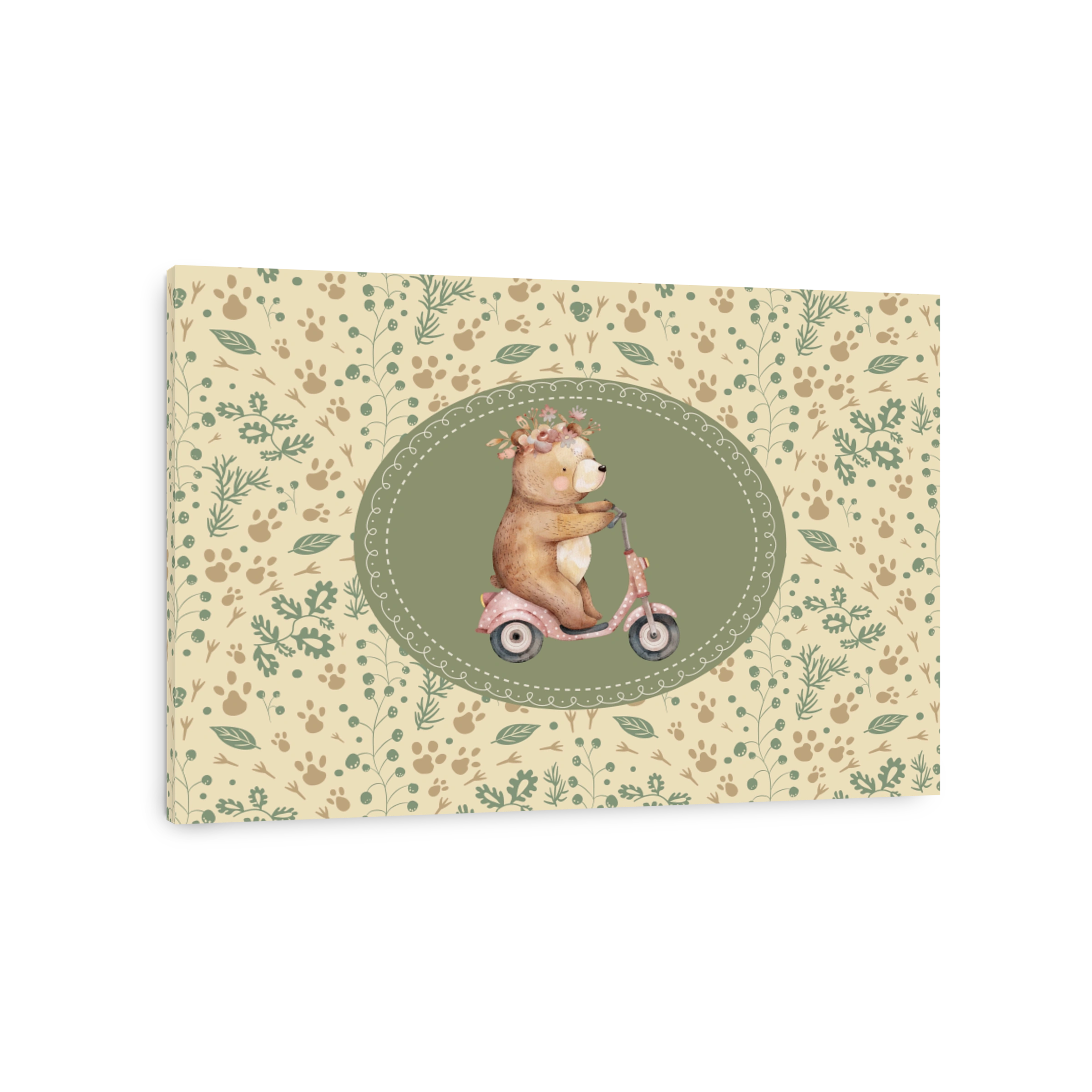 Whimsical Bear on a Scooter Watercolour Art