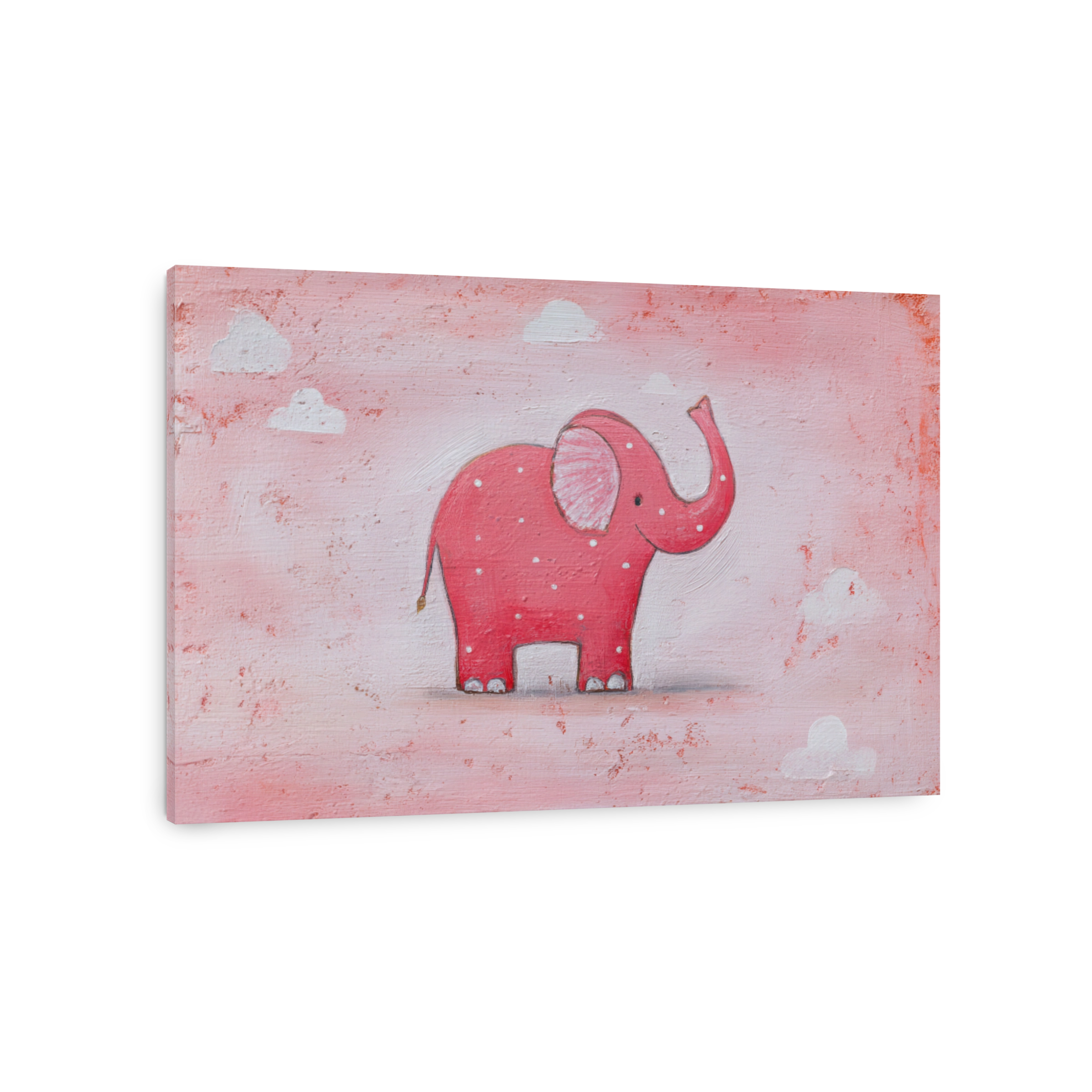Playful Pink Elephant Acrylic Painting for Nurseries