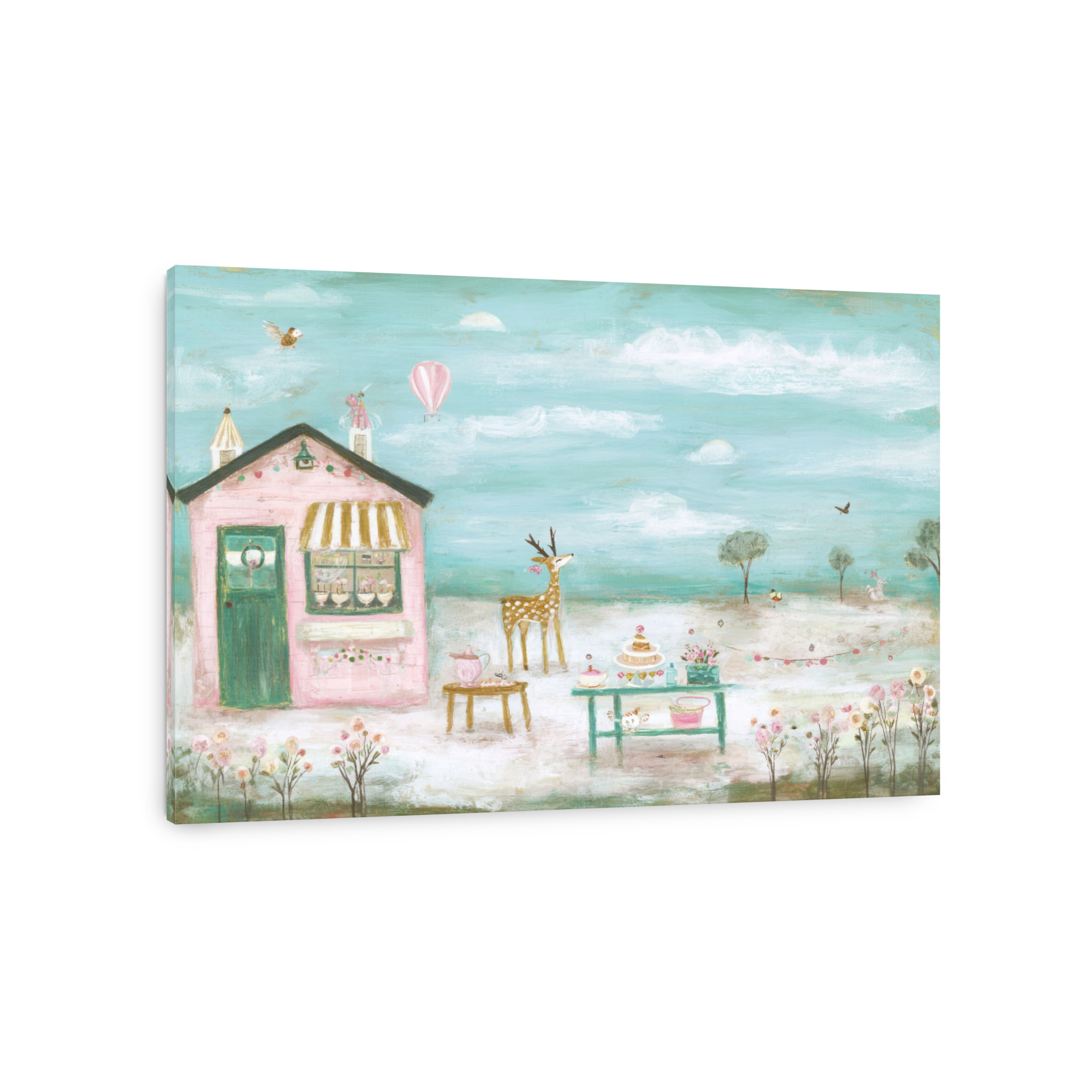 Whimsical Outdoor Tea Party Acrylic Painting