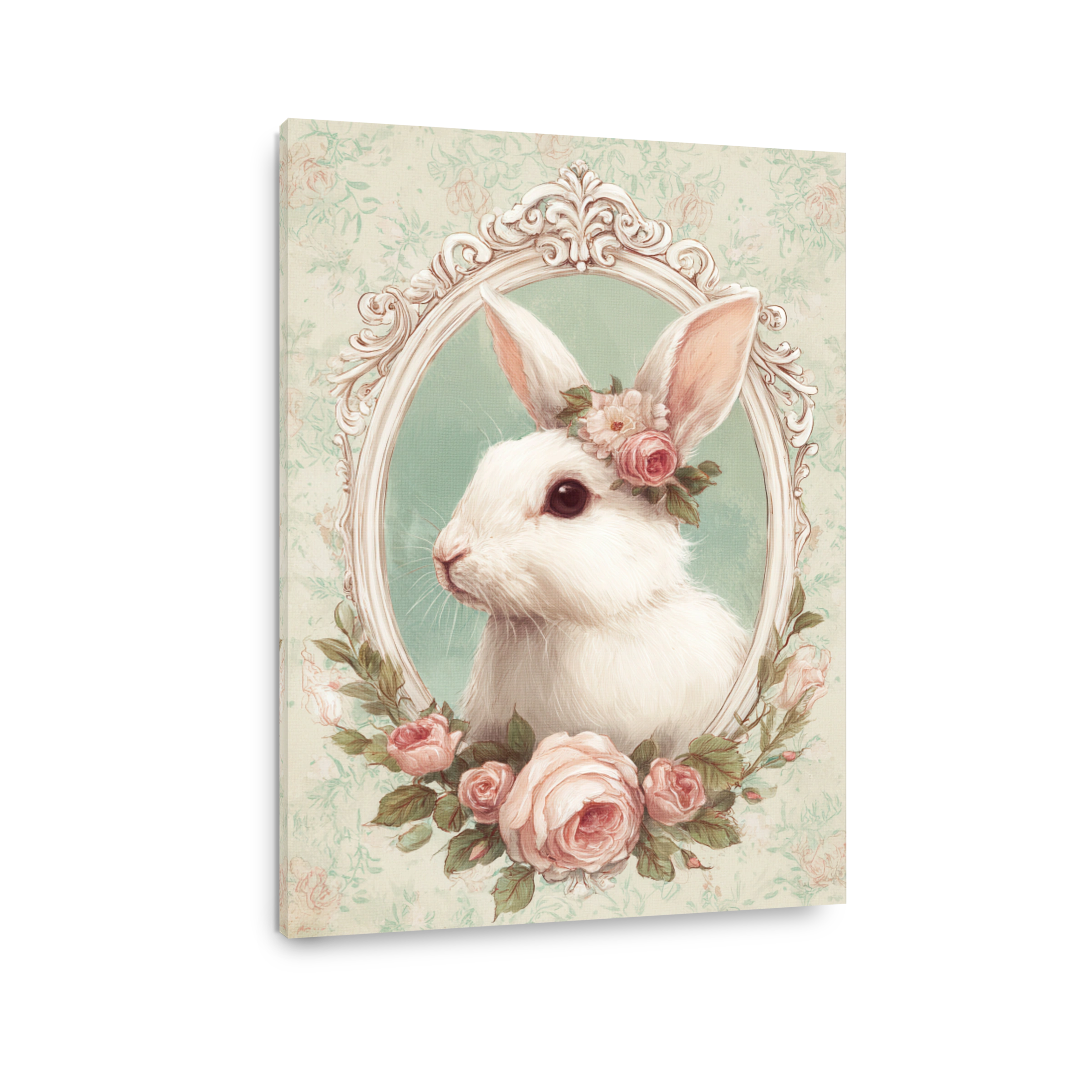 Whimsical rabbit adorned with roses