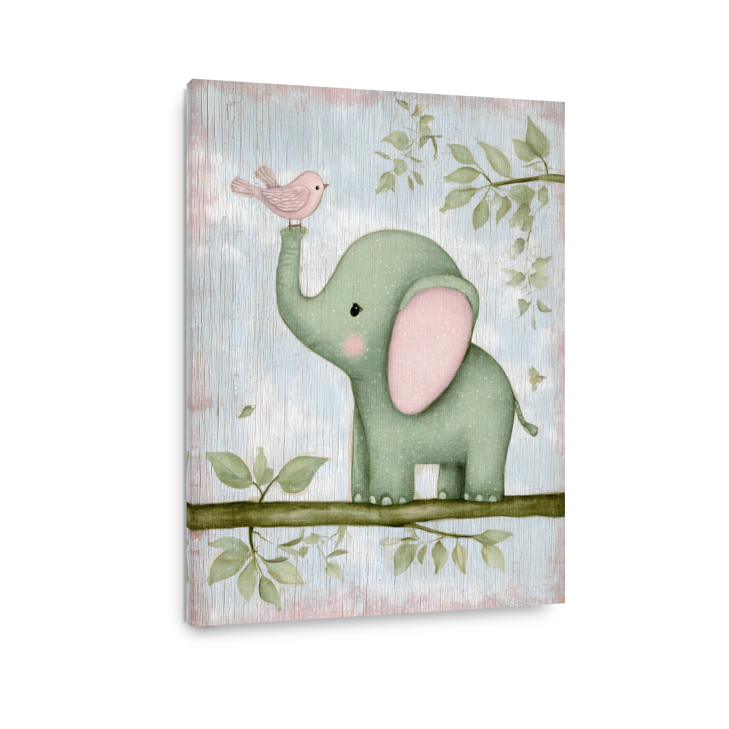 Whimsical Elephant and Bird Digital Art
