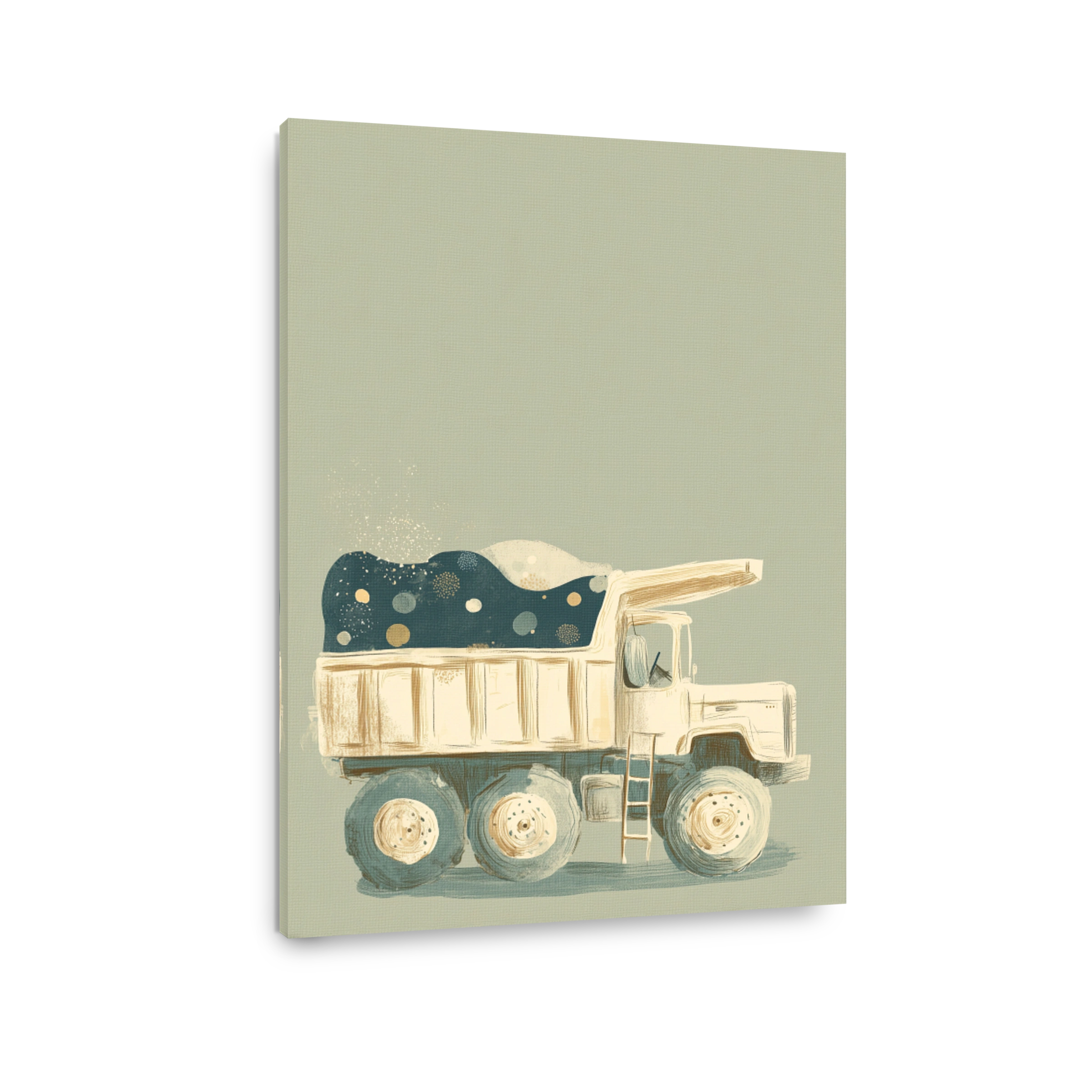Whimsical dump truck art