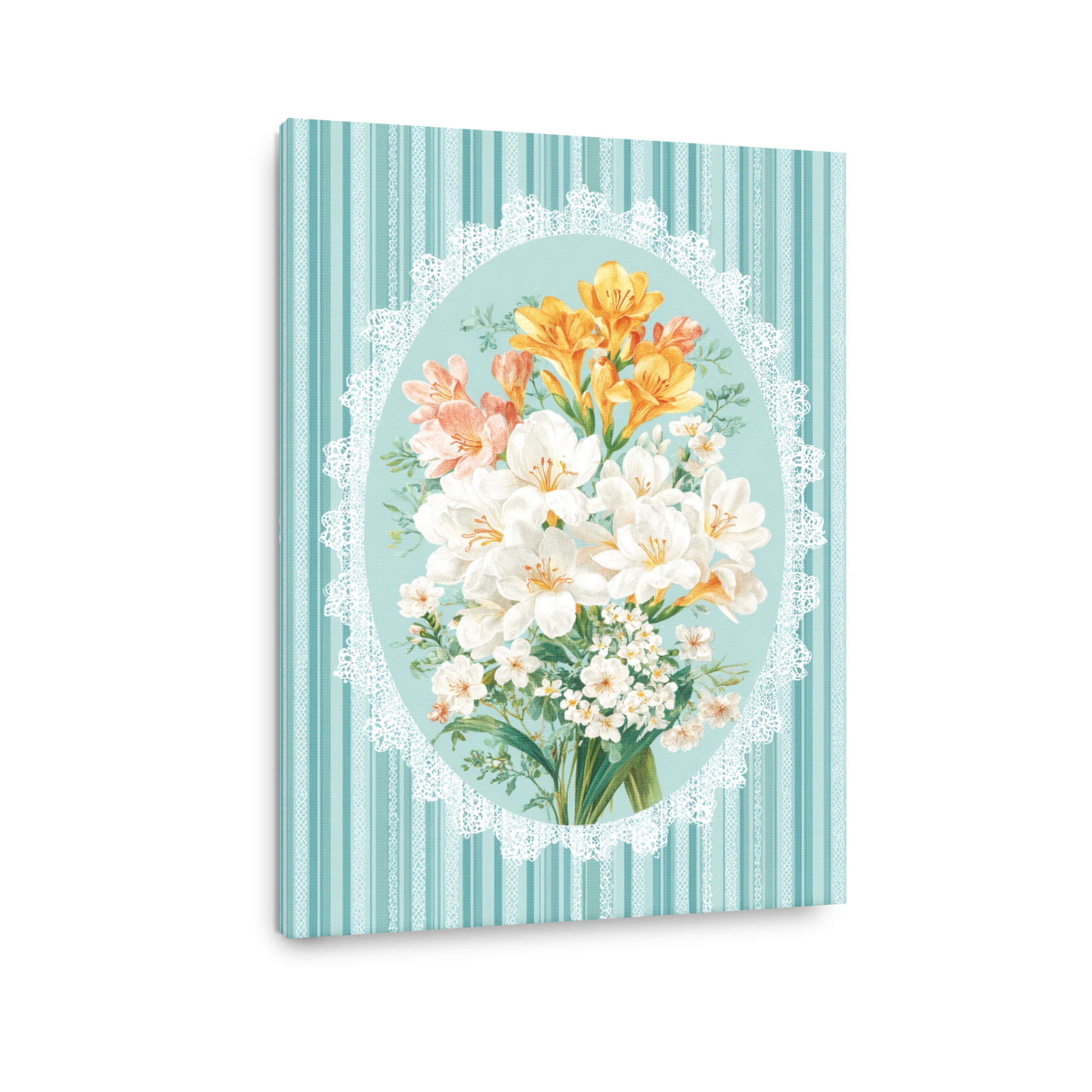 Serene Floral Arrangement with Lace Detail