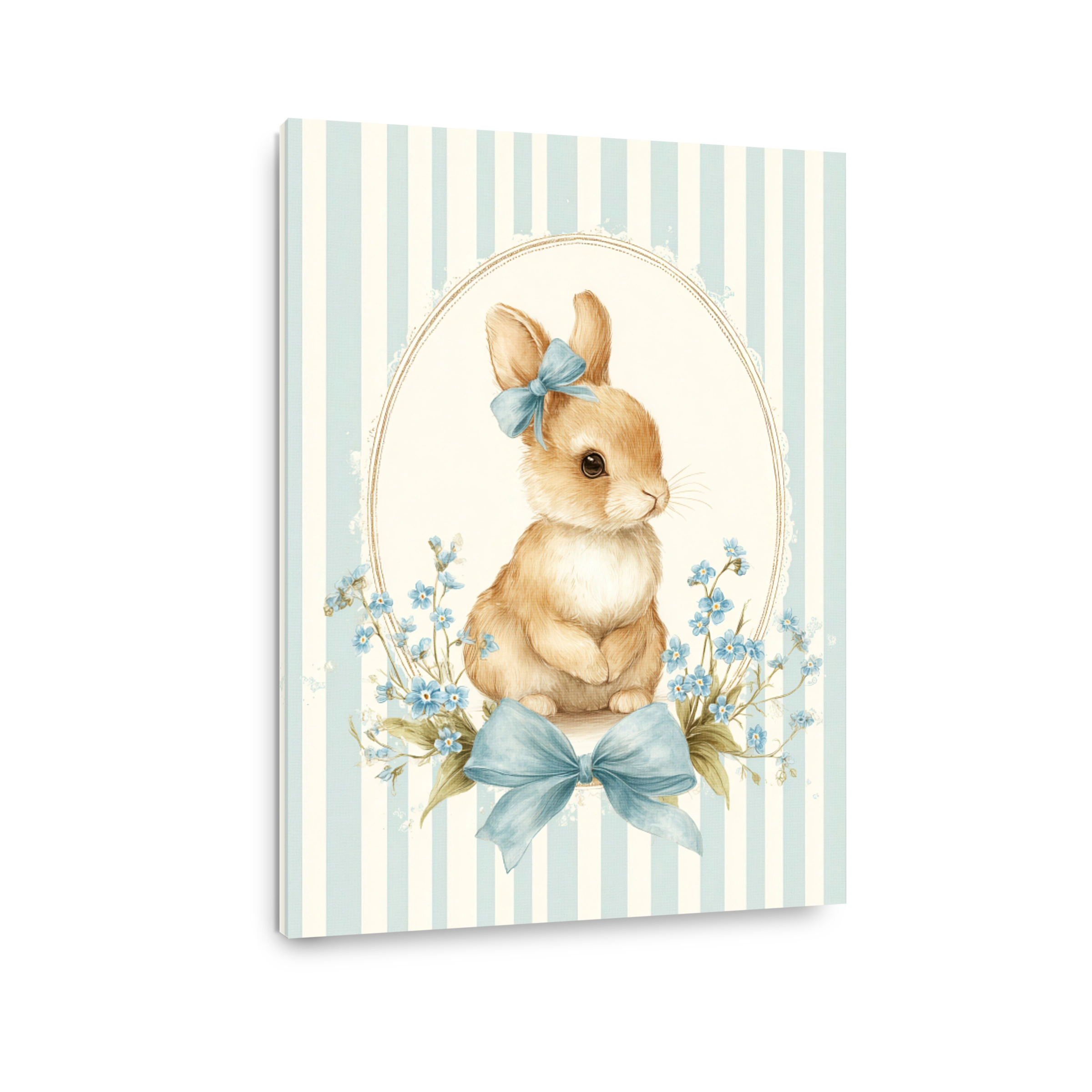 Whimsical Bunny with Blue Bow Digital Art