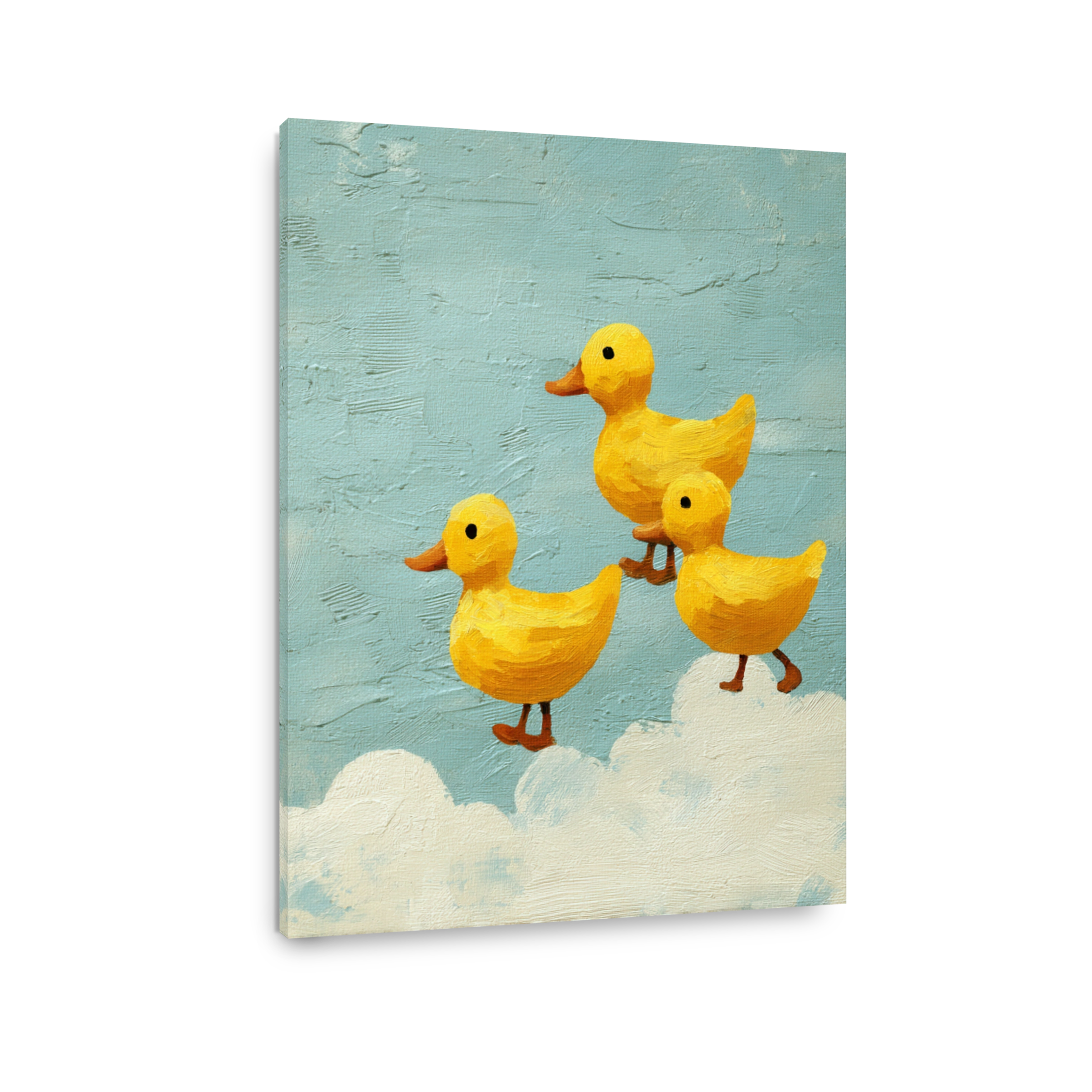 Playful Ducklings on Clouds Oil Painting