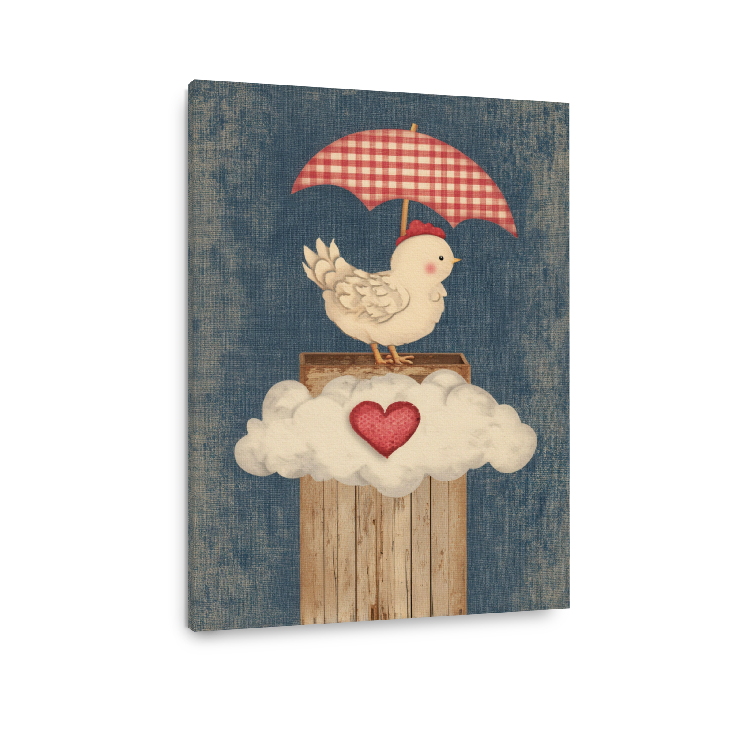 Whimsical Chicken with Umbrella and Heart Art Print