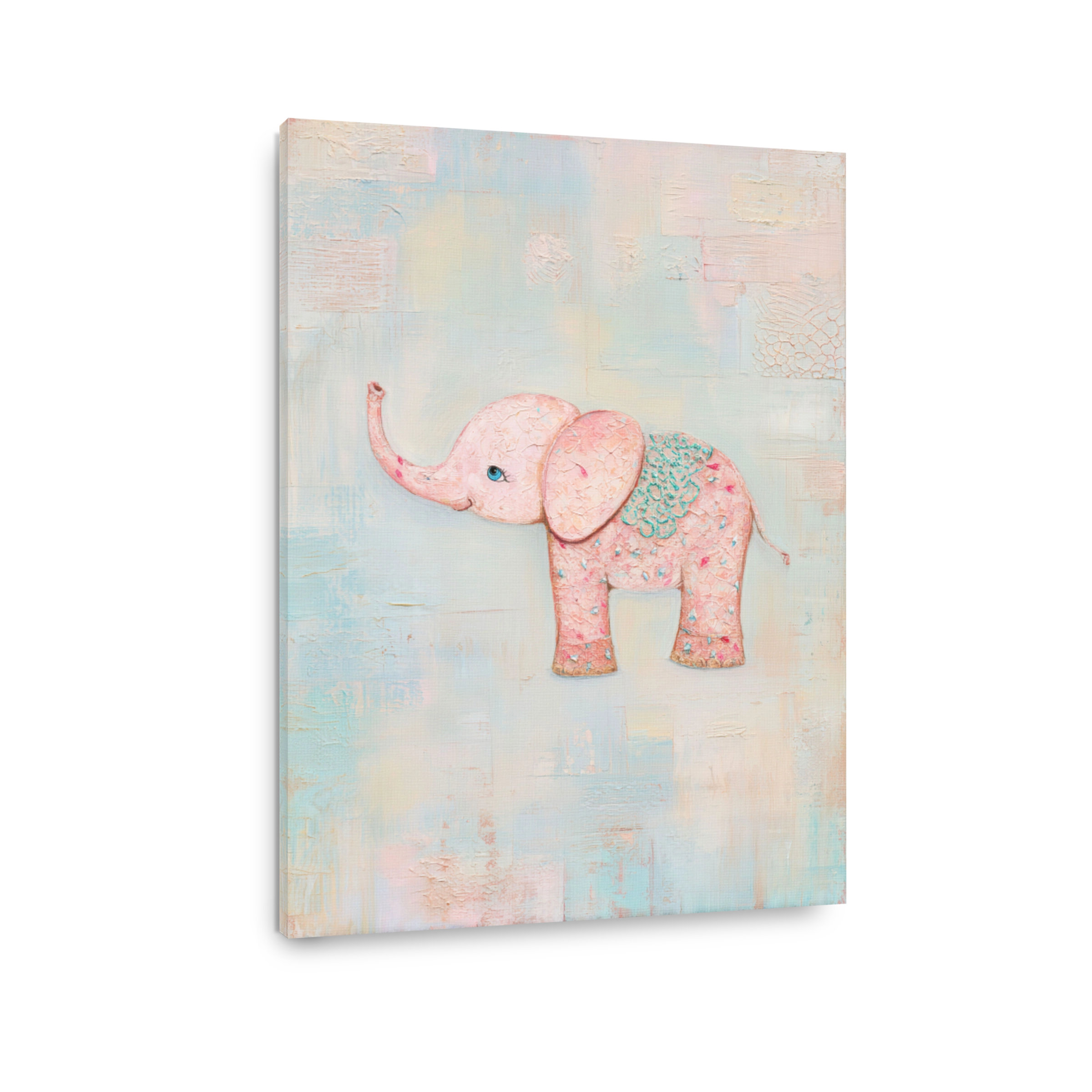 Whimsical Pink Elephant Canvas Art