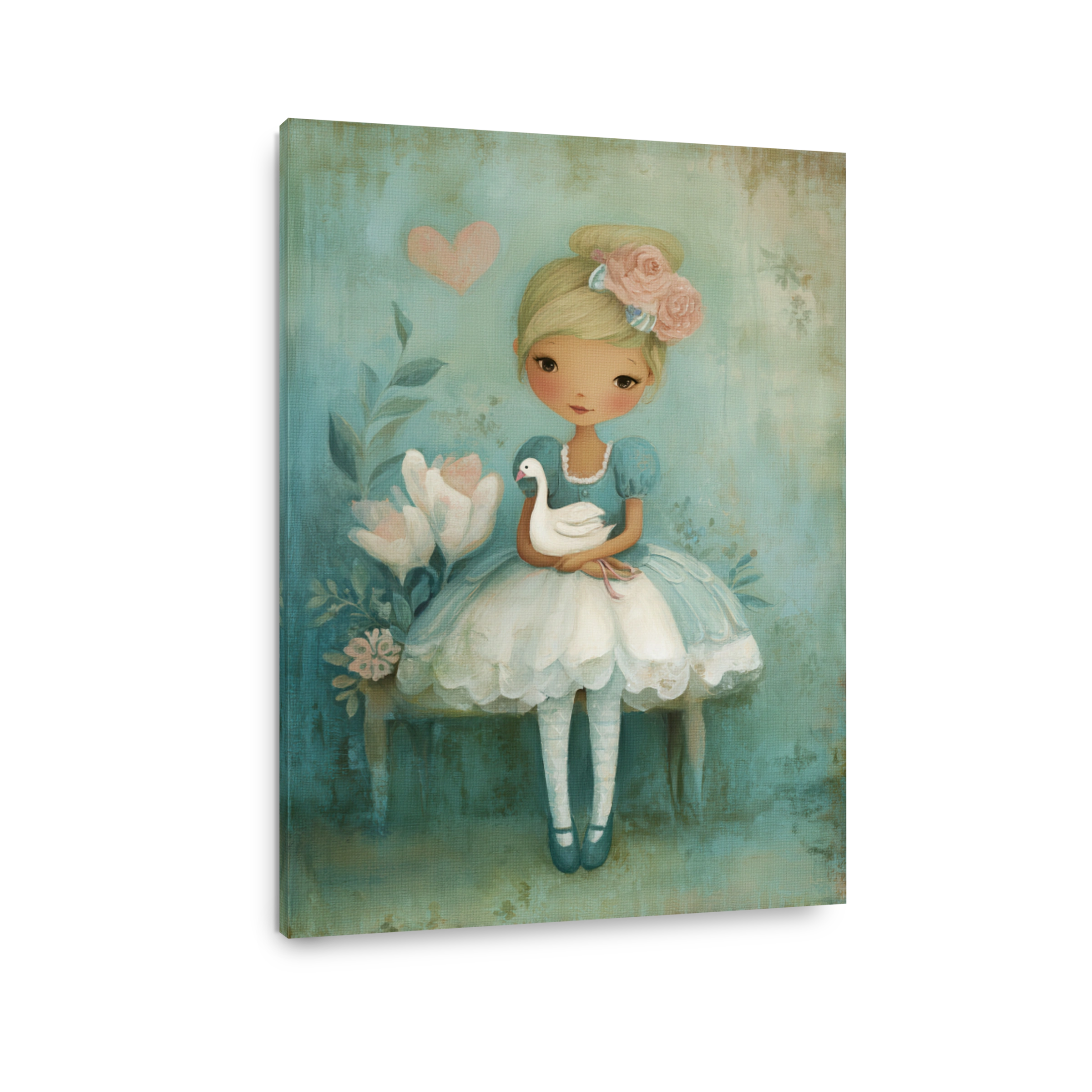 Whimsical Girl Holding a Swan Digital Art