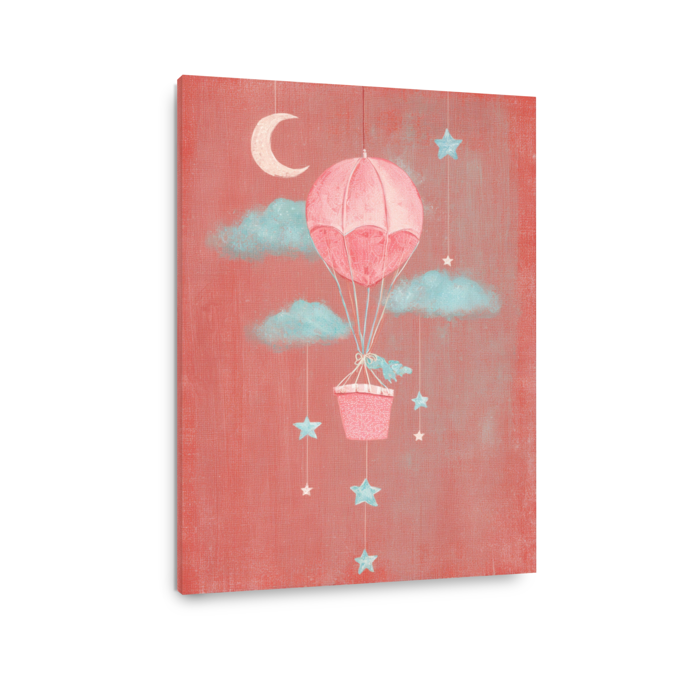 Whimsical Pink Hot Air Balloon Canvas Print