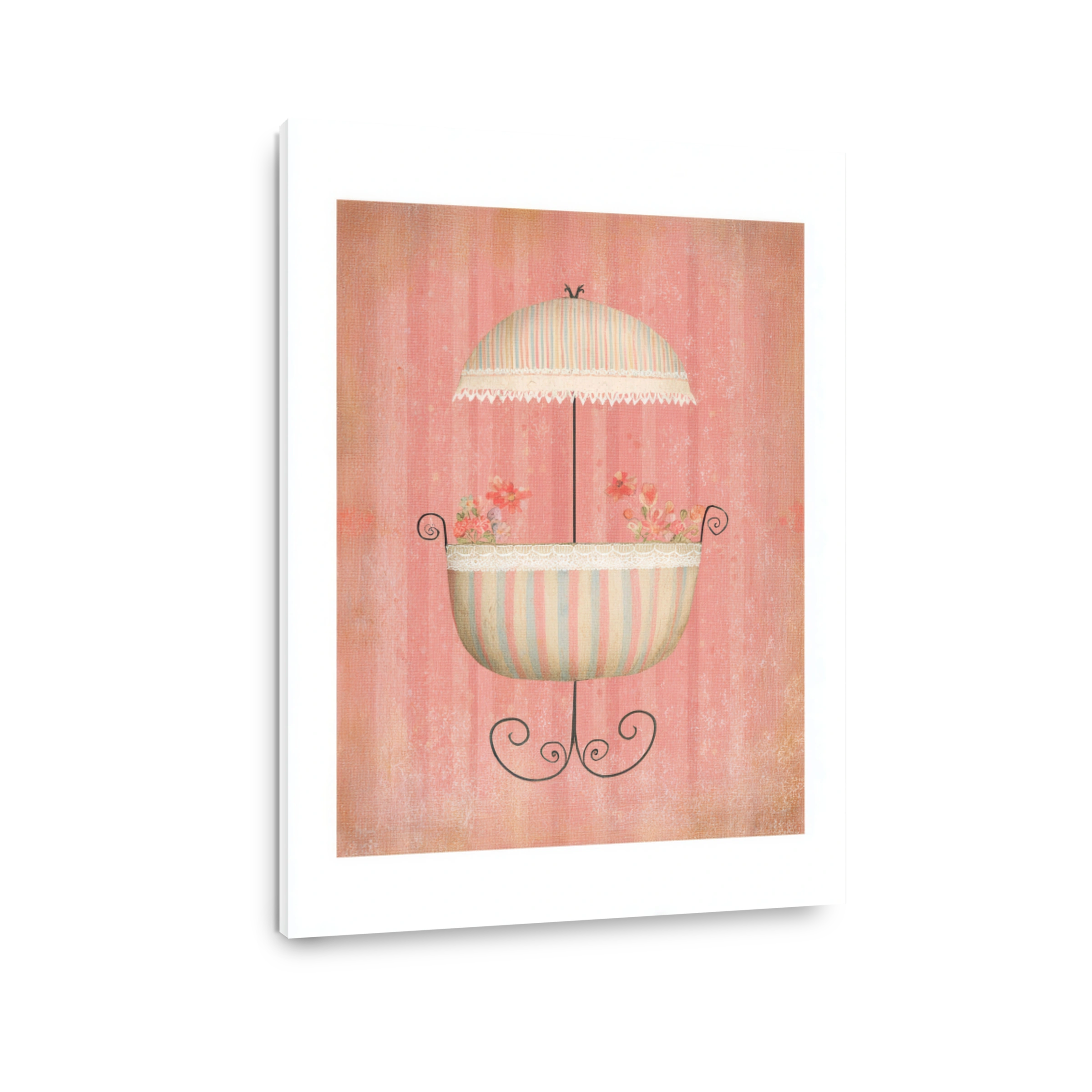 Whimsical vintage pram with flowers print