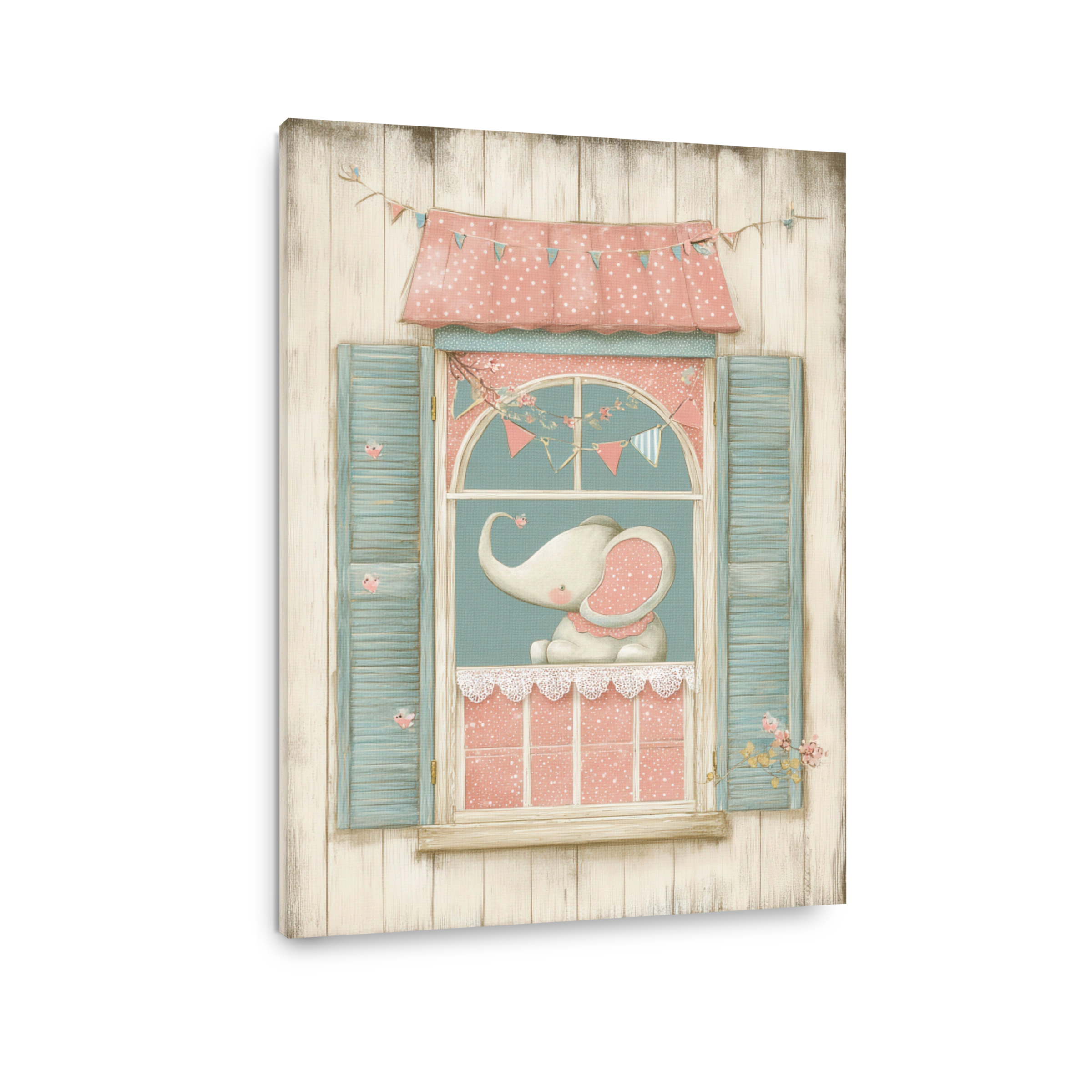Whimsical Elephant in Window Canvas Print