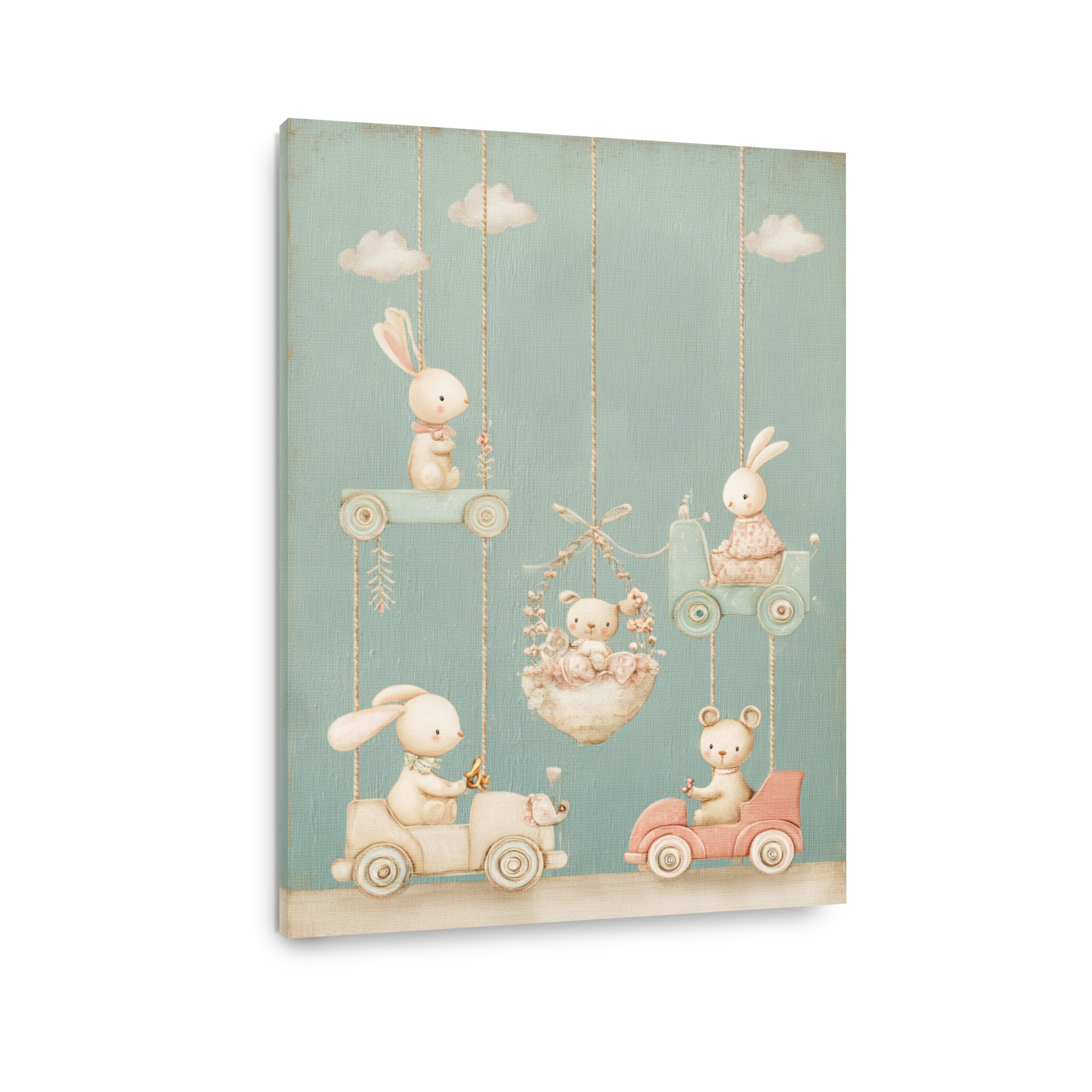 Whimsical Bunnies and Bears in Vintage Vehicles