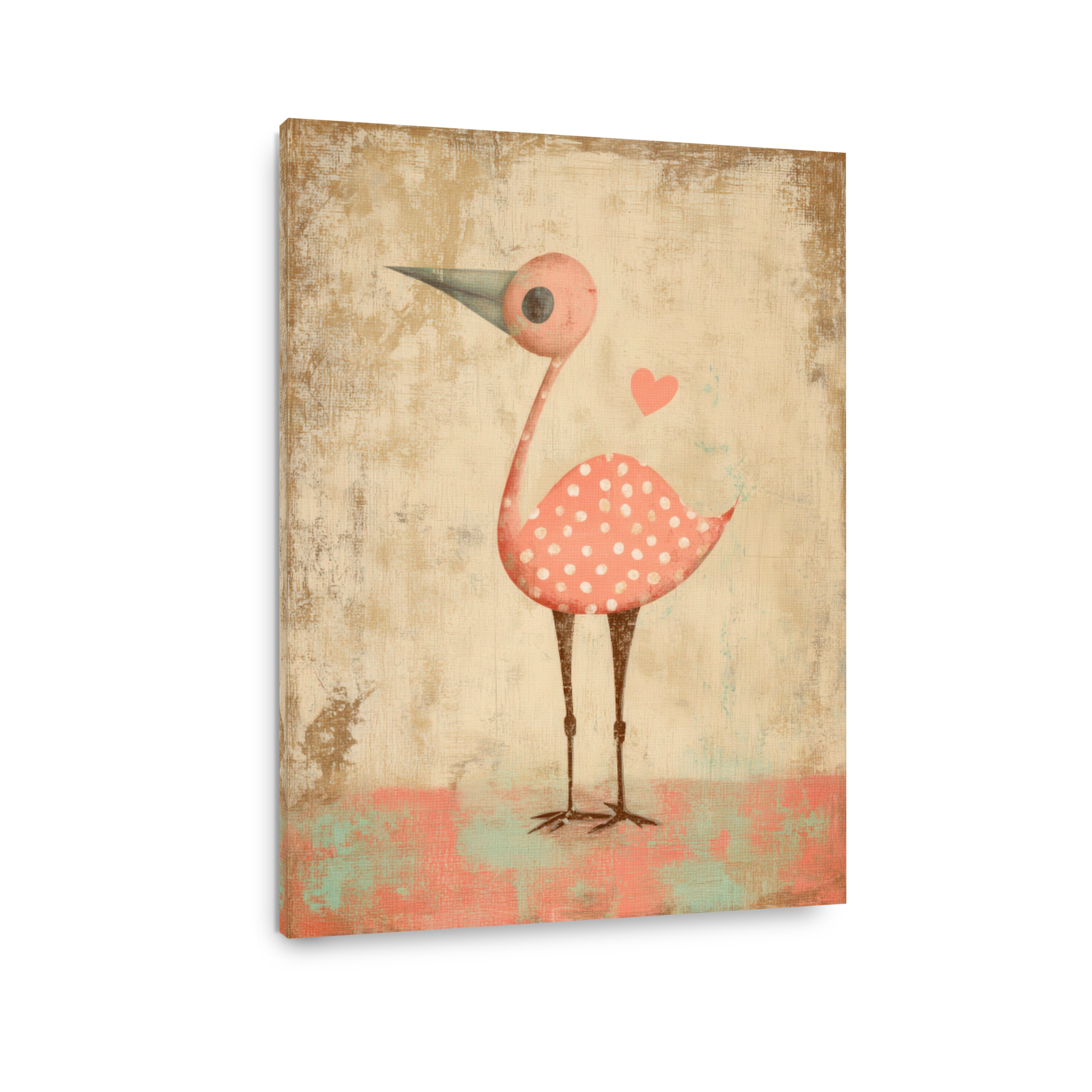 Whimsical Polka Dot Bird Canvas Print