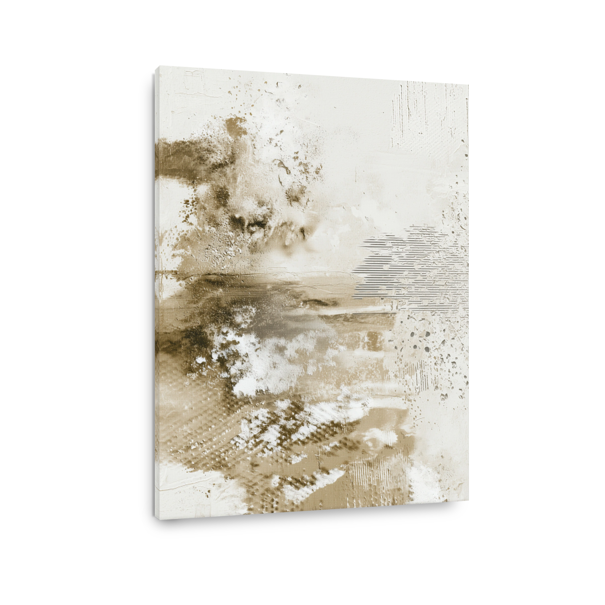 Textured Abstract Art in Beige and White