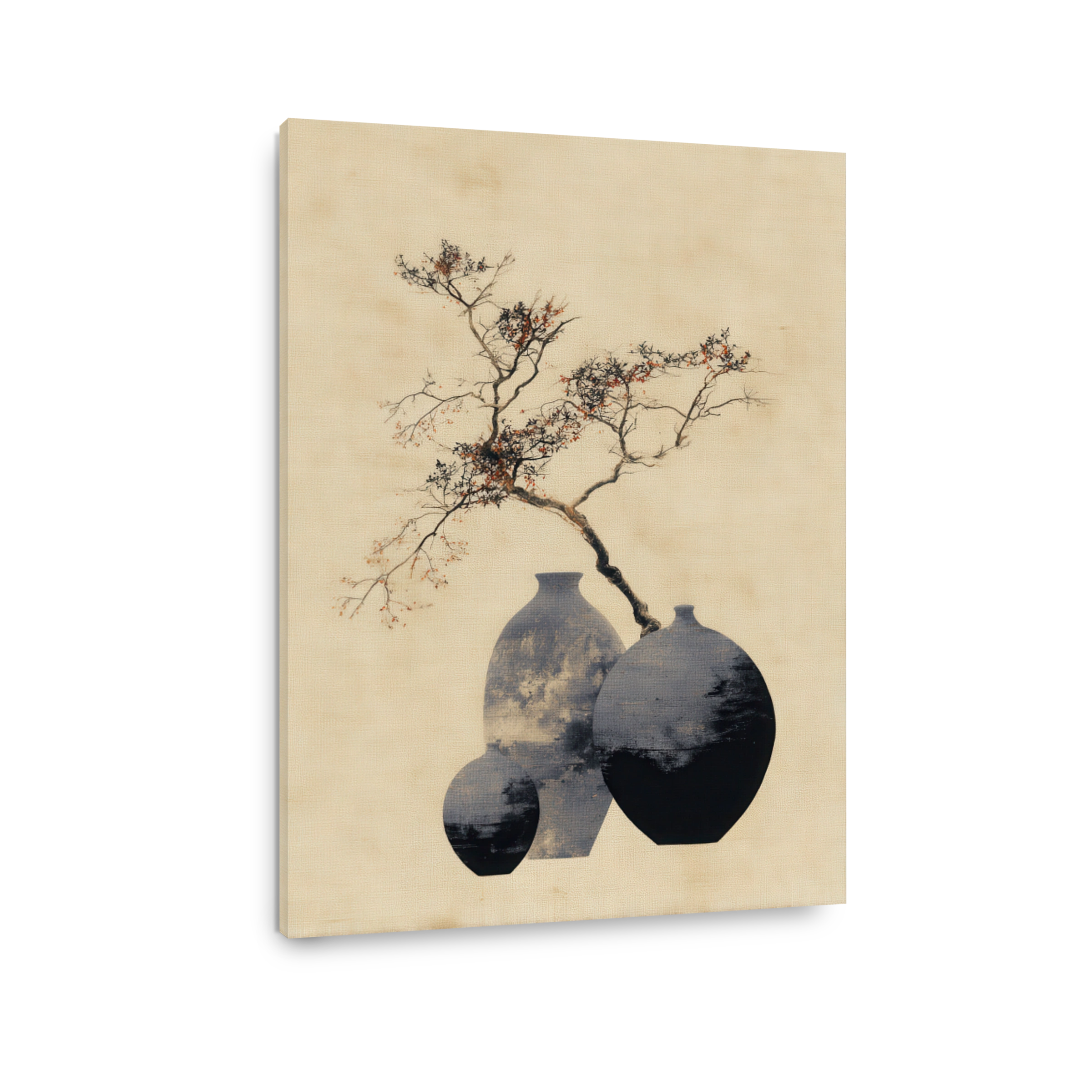 Serene Japandi Still Life with Vases and Branches