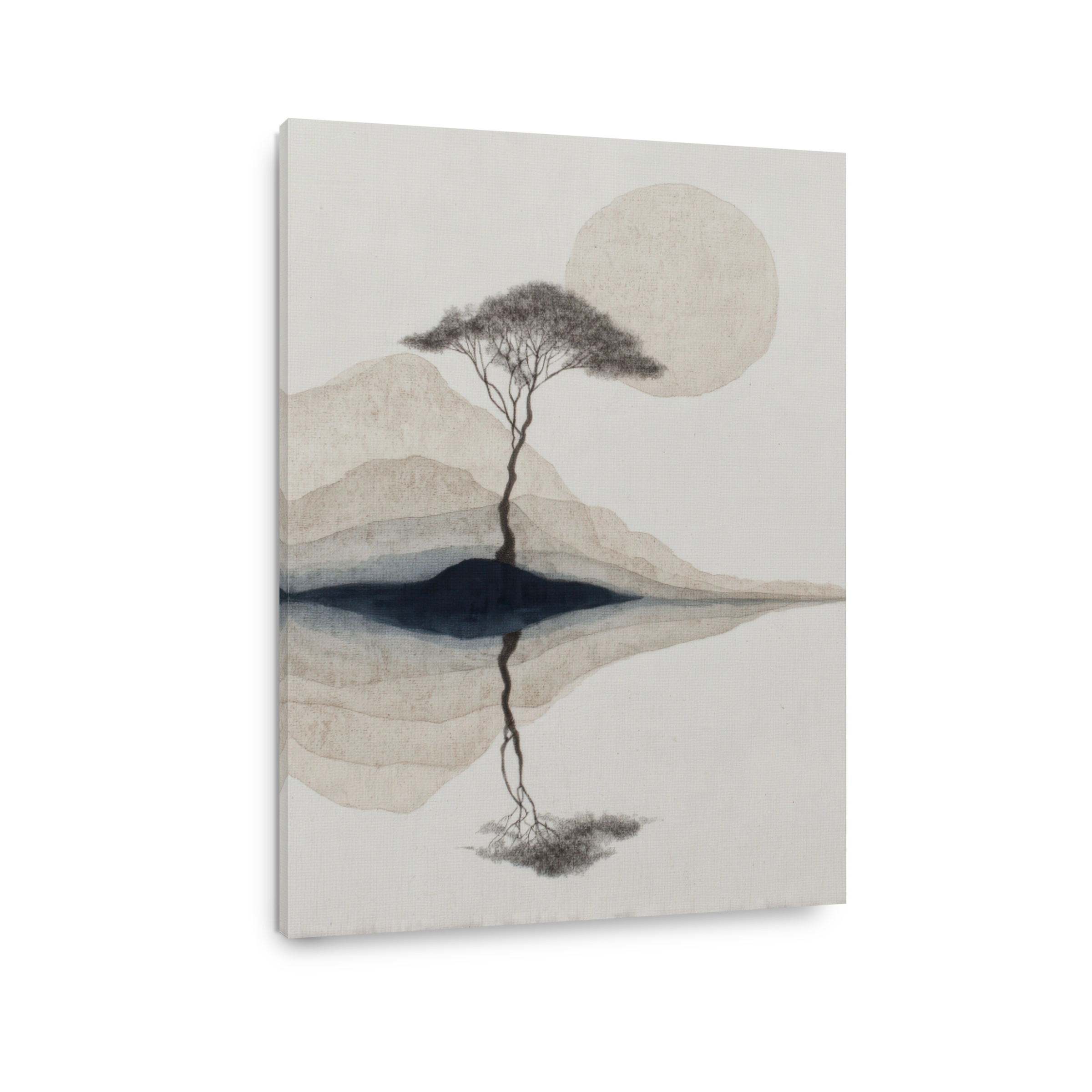 Serene tree reflection canvas print