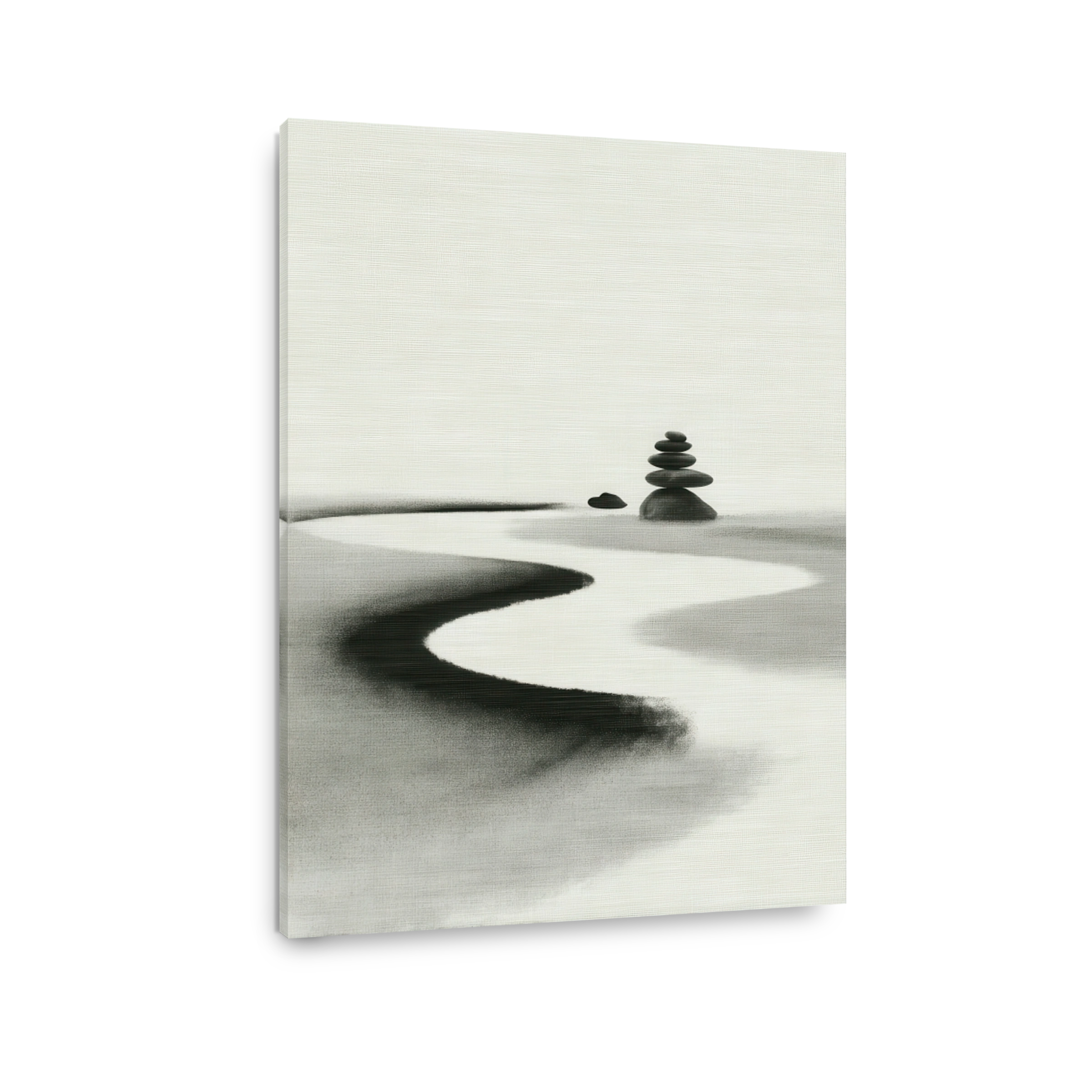 Serene stacked stones and winding path canvas art
