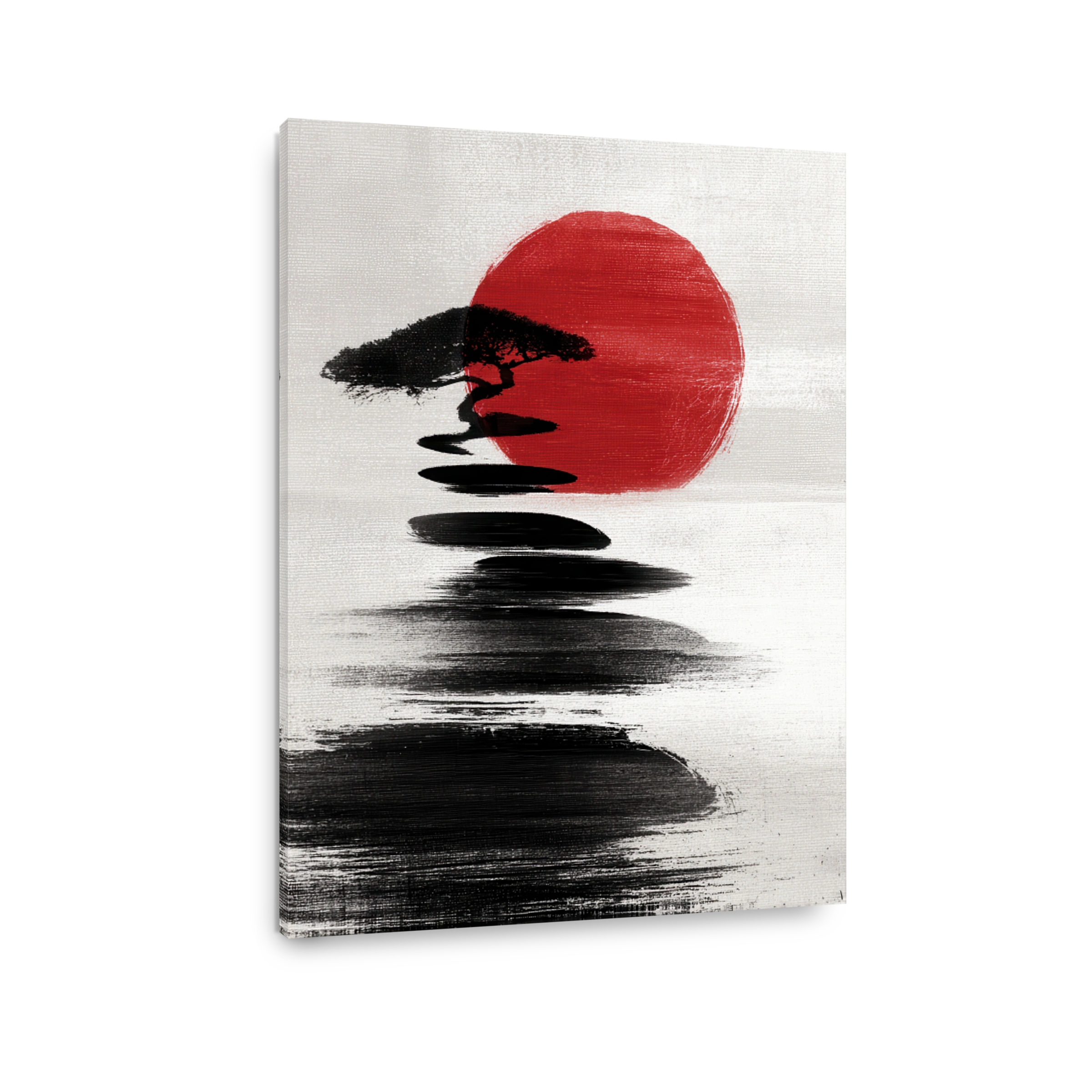 Serene Bonsai Tree and Sun Canvas Print
