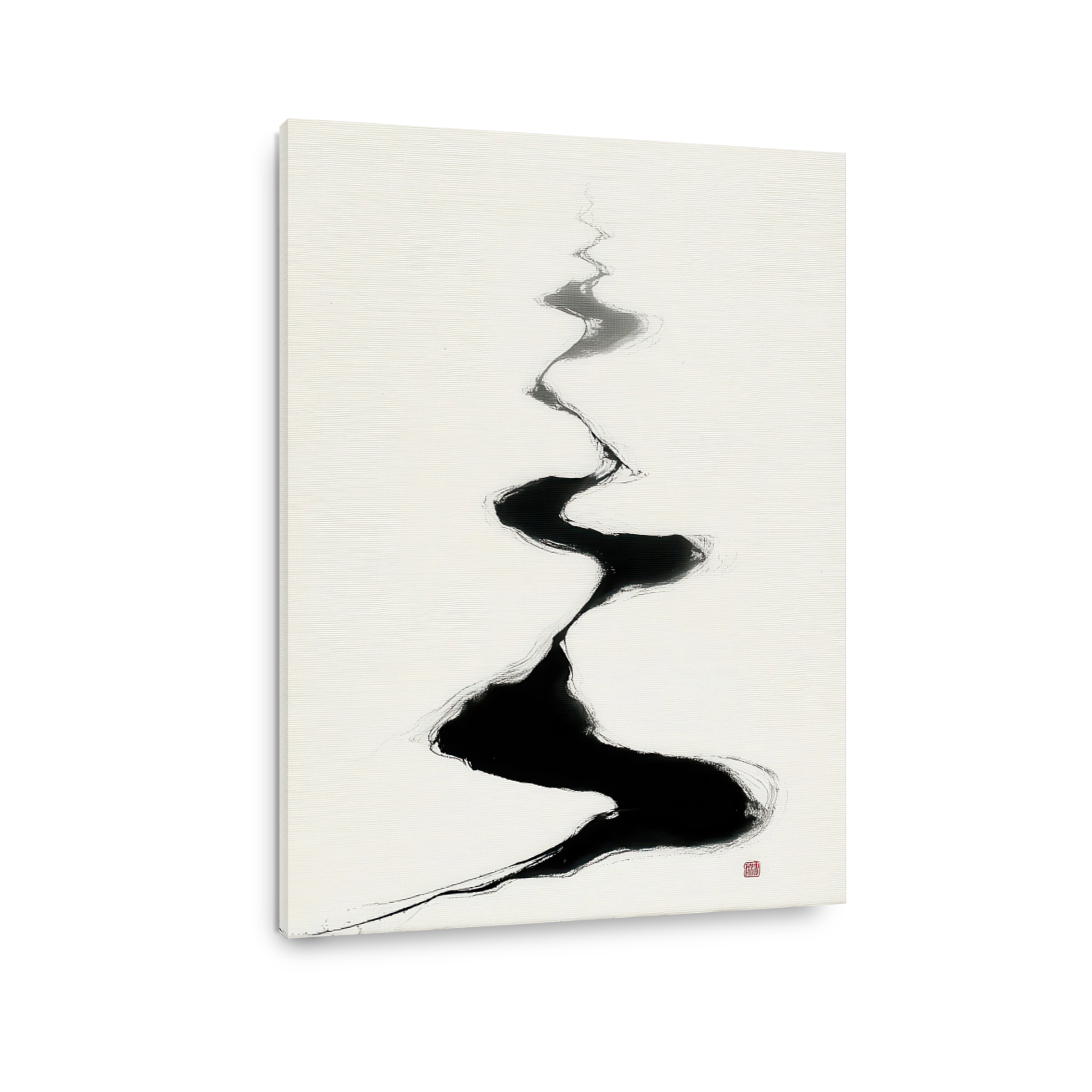 Serene abstract ink wash river painting