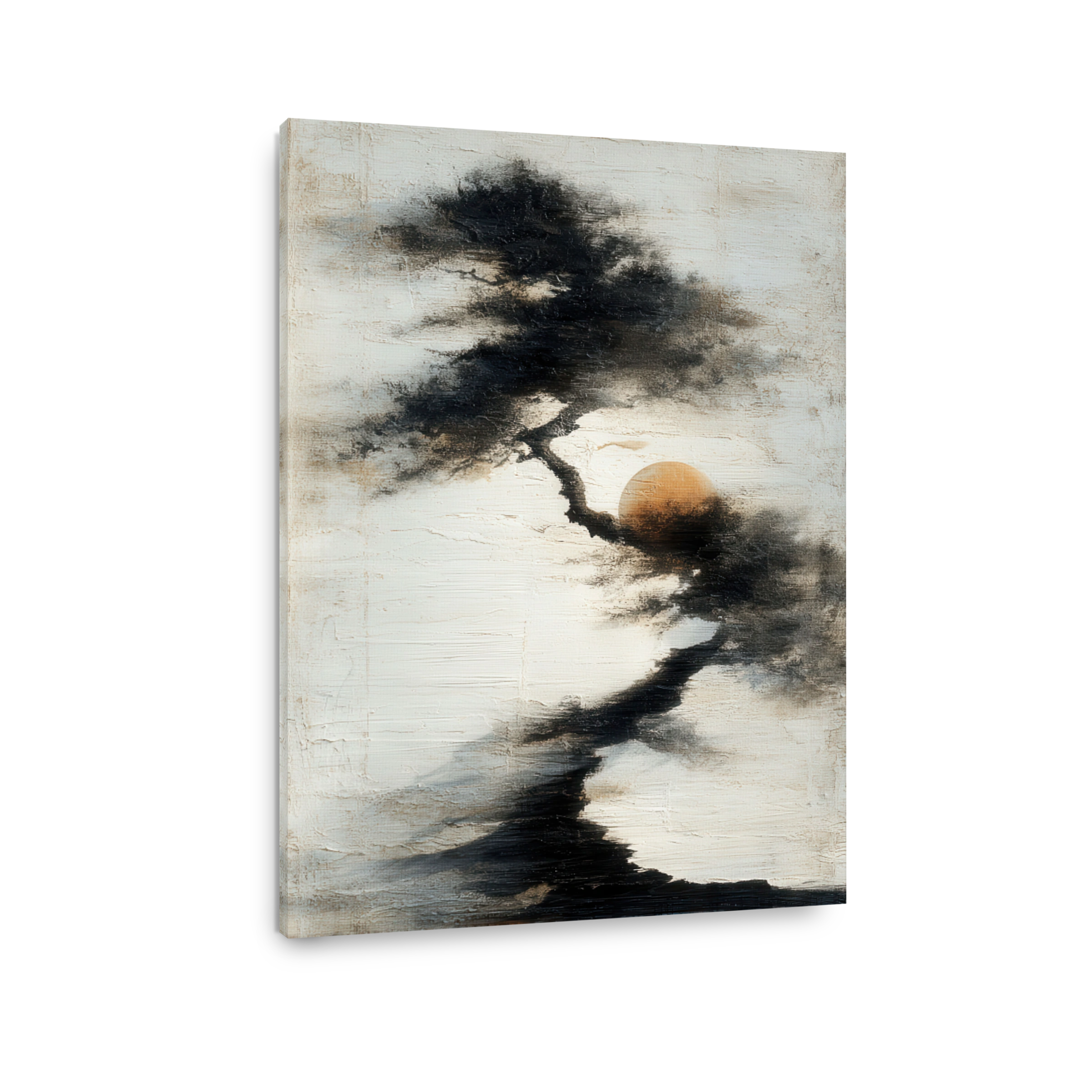 Serene Japandi Tree Oil Painting