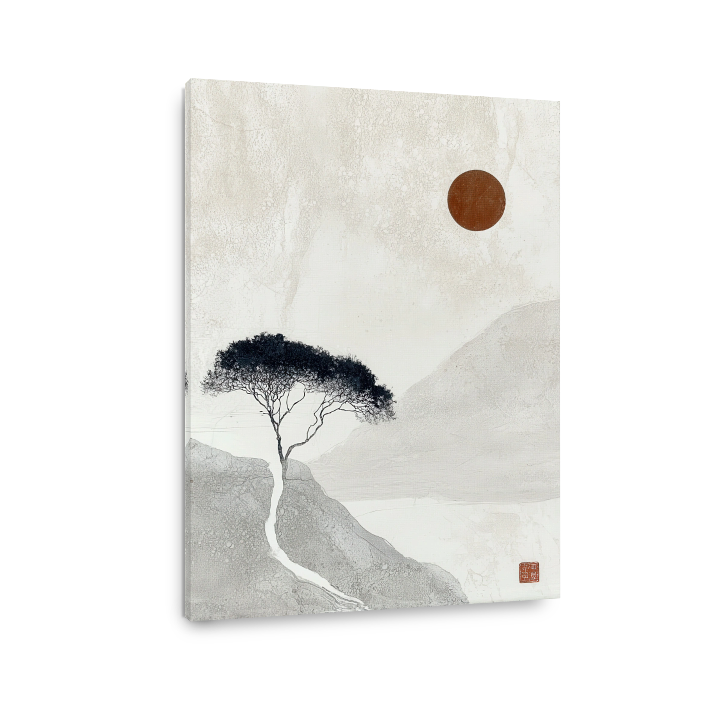 Serene tree and sun canvas print