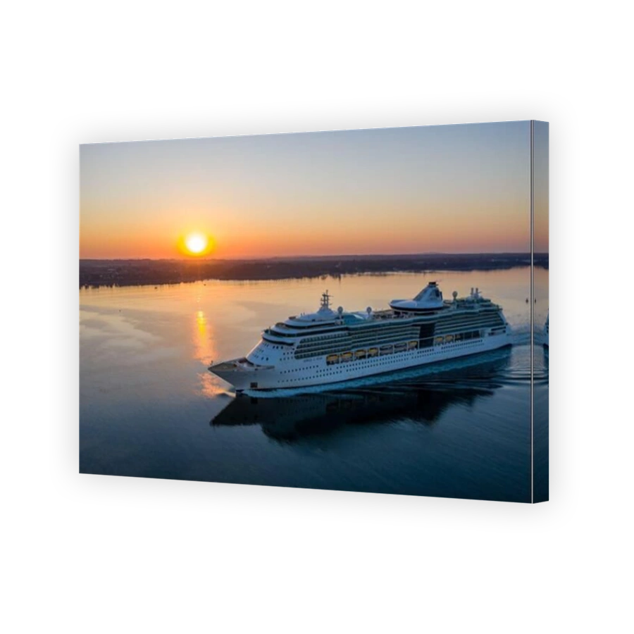 Aerial photo of Jewel of the Seas cruise ship, sunrise